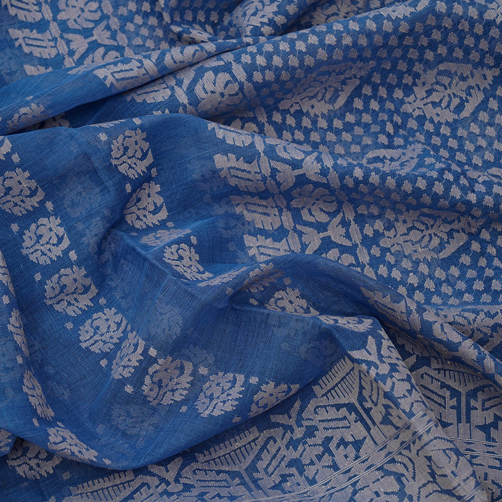 Pre Order: 200 count Indigo Dhakai Jamdani Saree