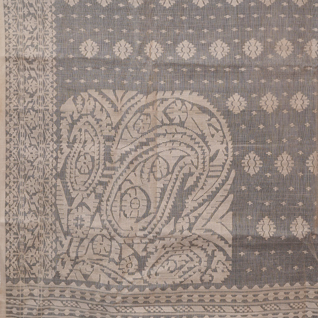 Pre Order: 200 count White Dhakai Jamdani Saree