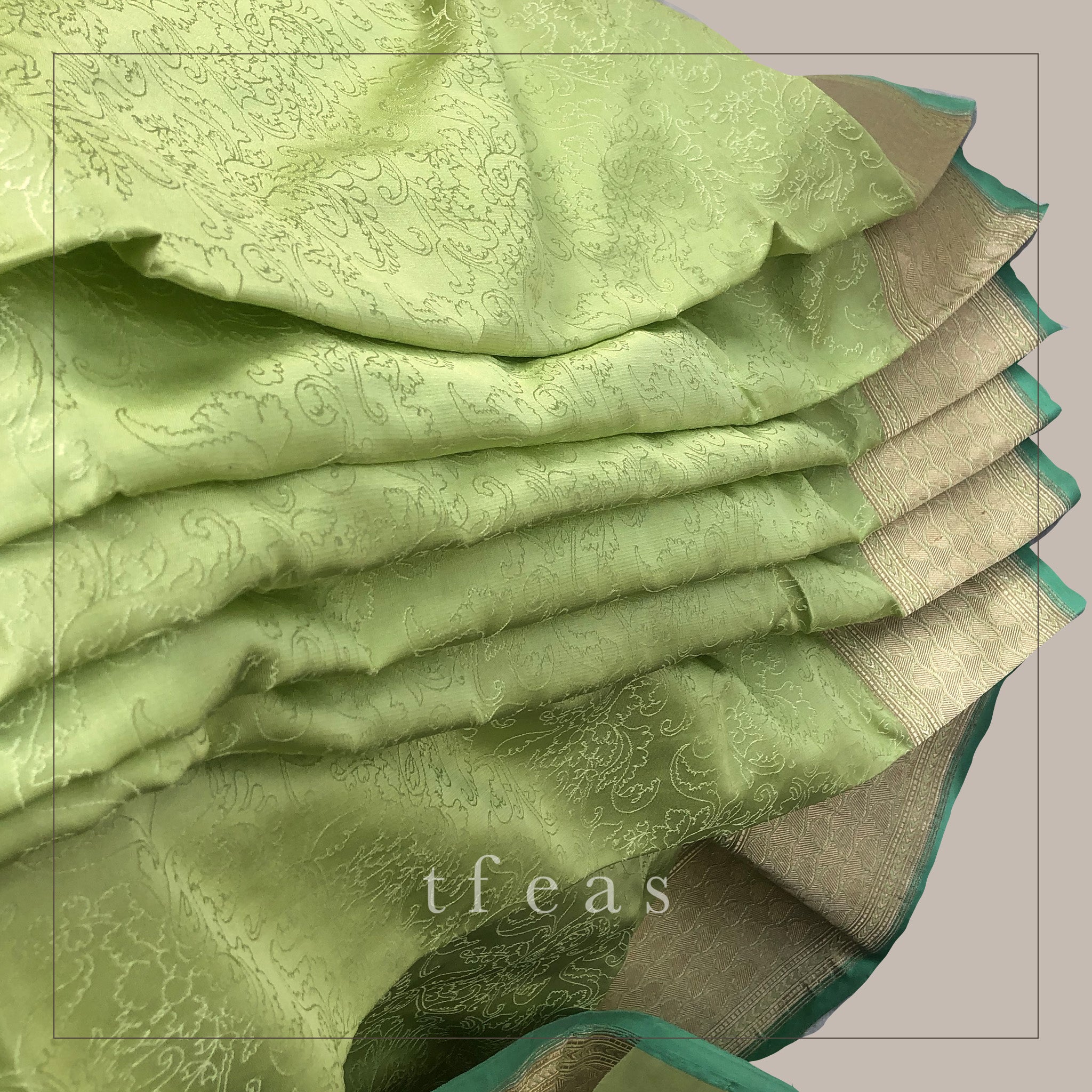Lime Green Satin Tanchoi Benarasi Saree