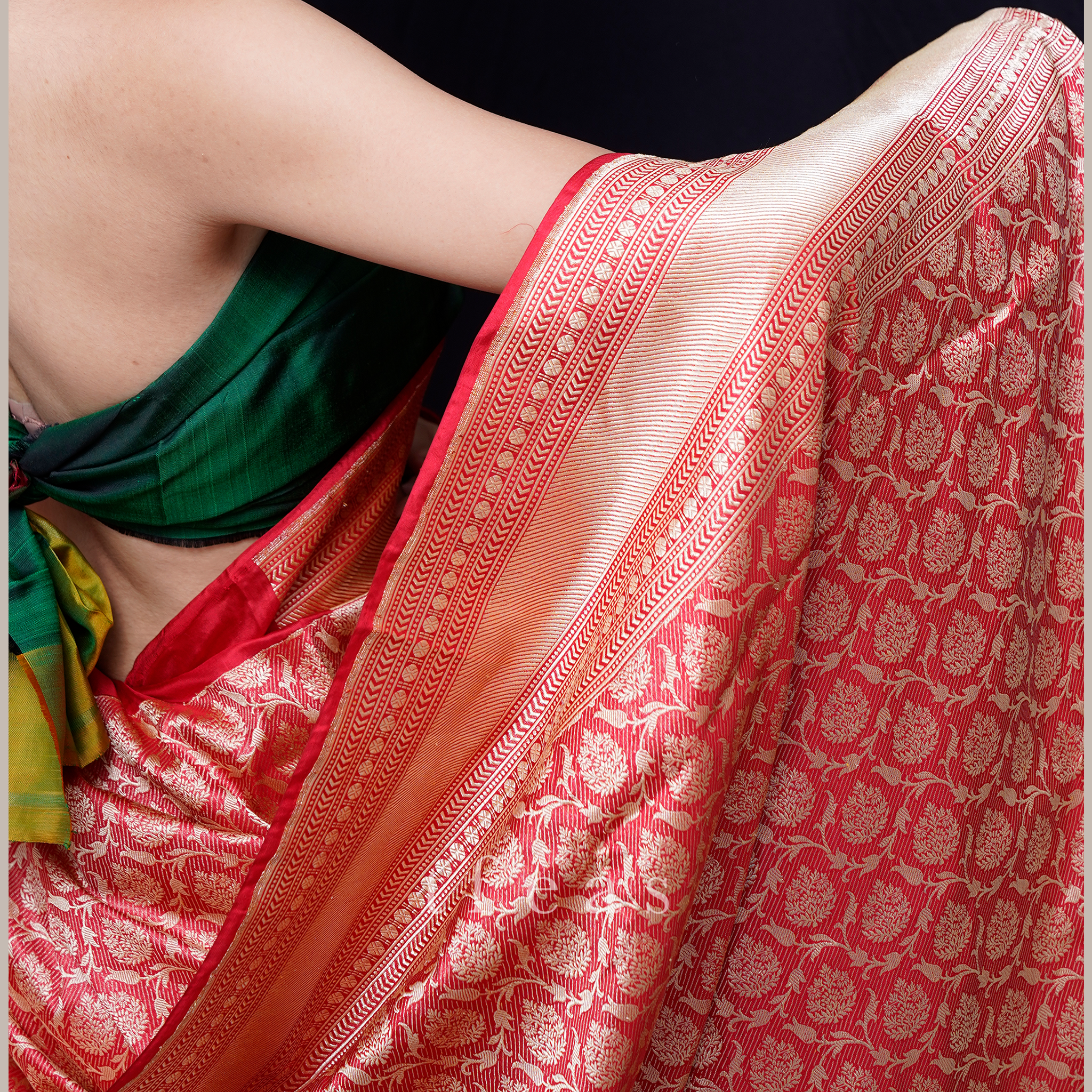 Red and Gold Revival Benarasi Saree