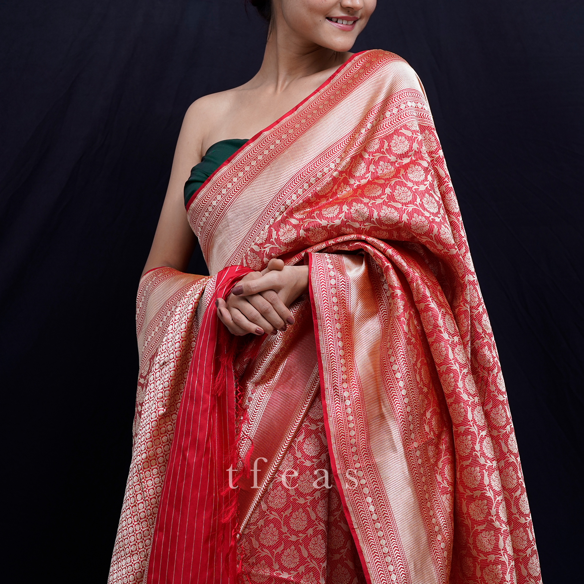 Red and Gold Revival Benarasi Saree