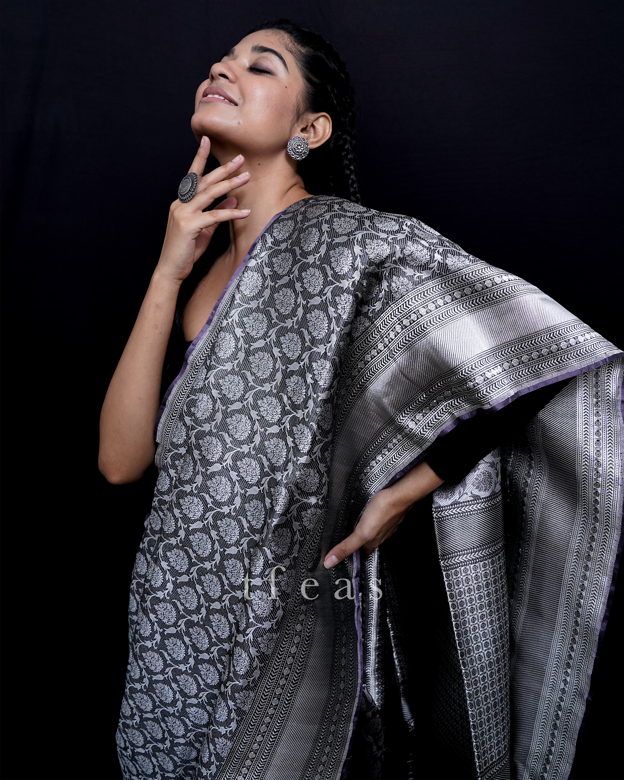 Black and Silver Revival Benarasi Saree