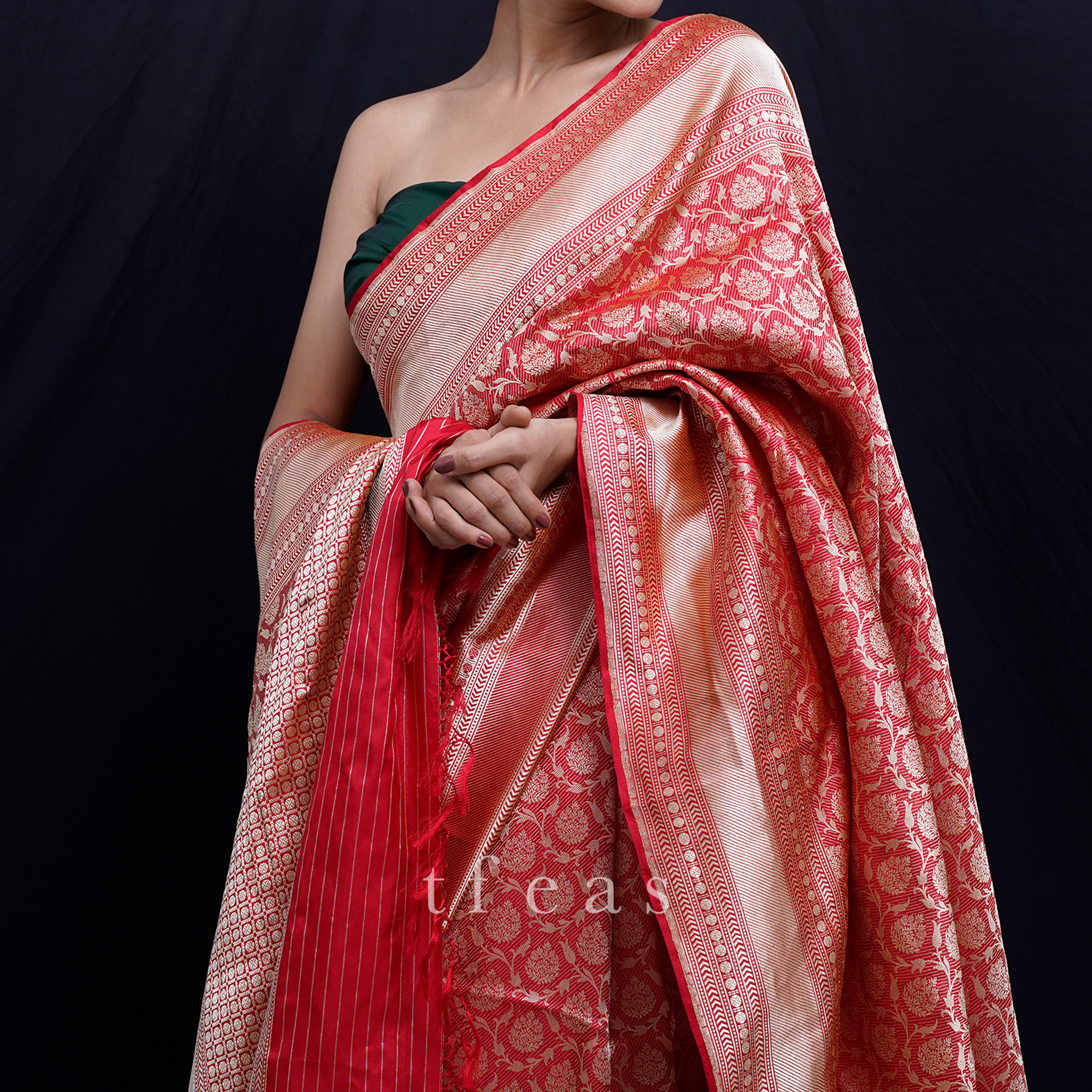 Red and Gold Revival Benarasi Saree