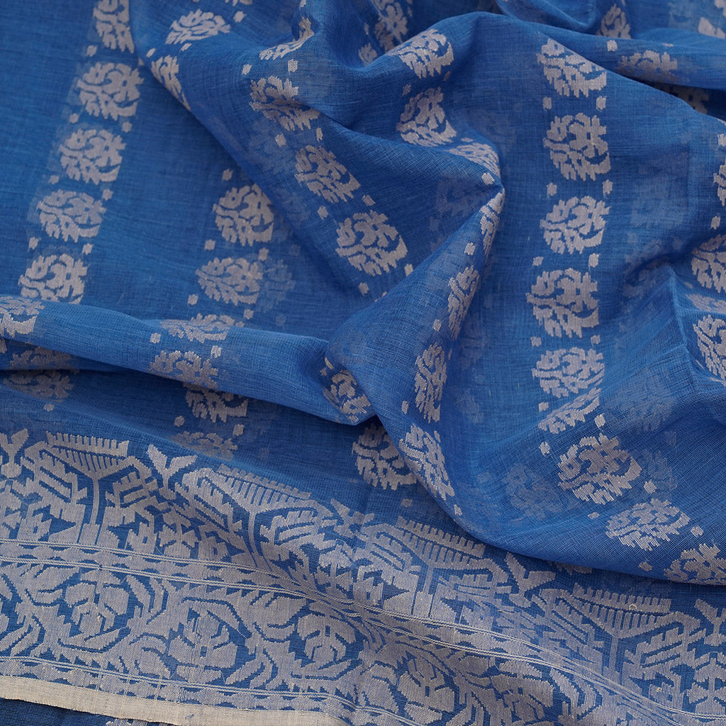 Pre Order: 200 count Indigo Dhakai Jamdani Saree