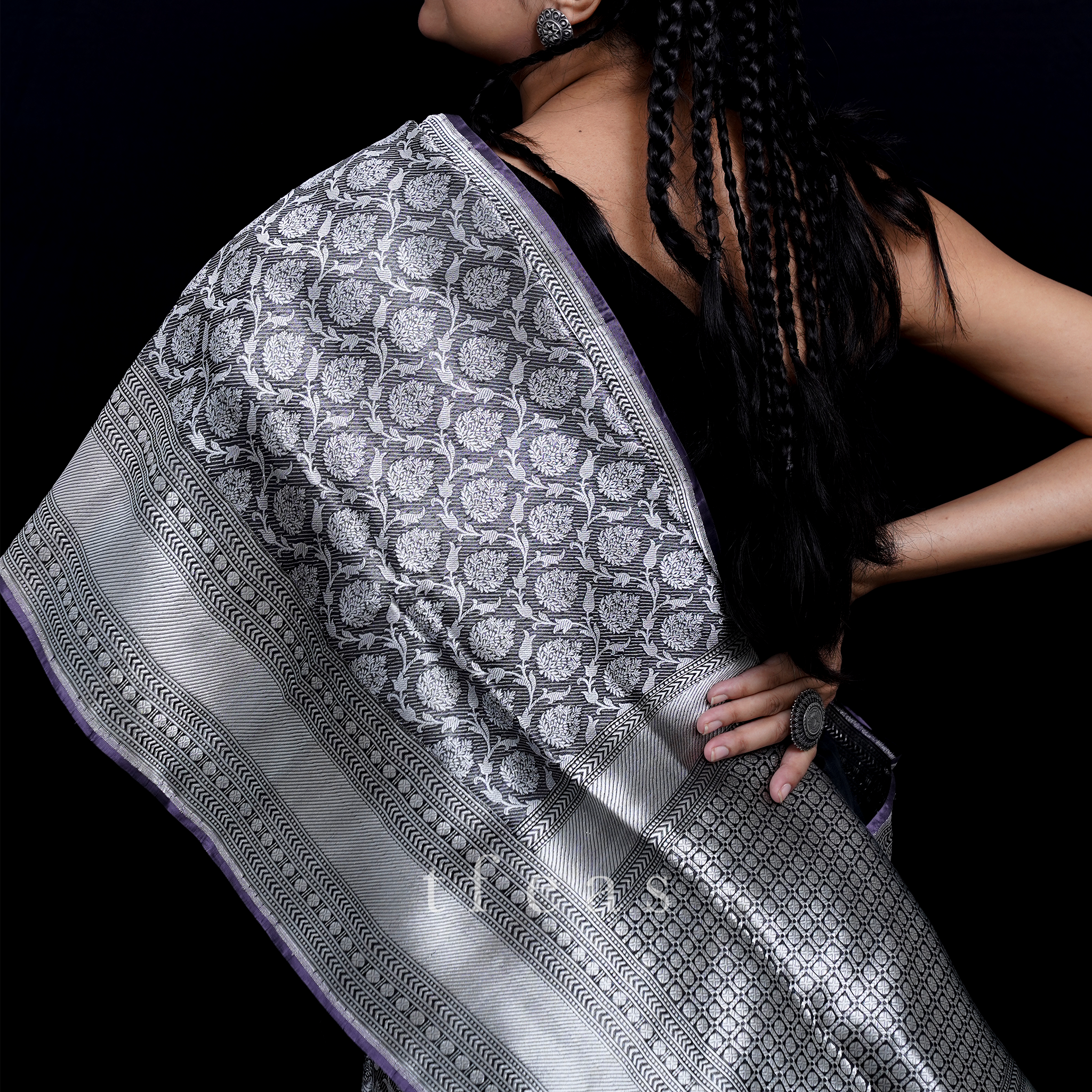 Black and Silver Revival Benarasi Saree