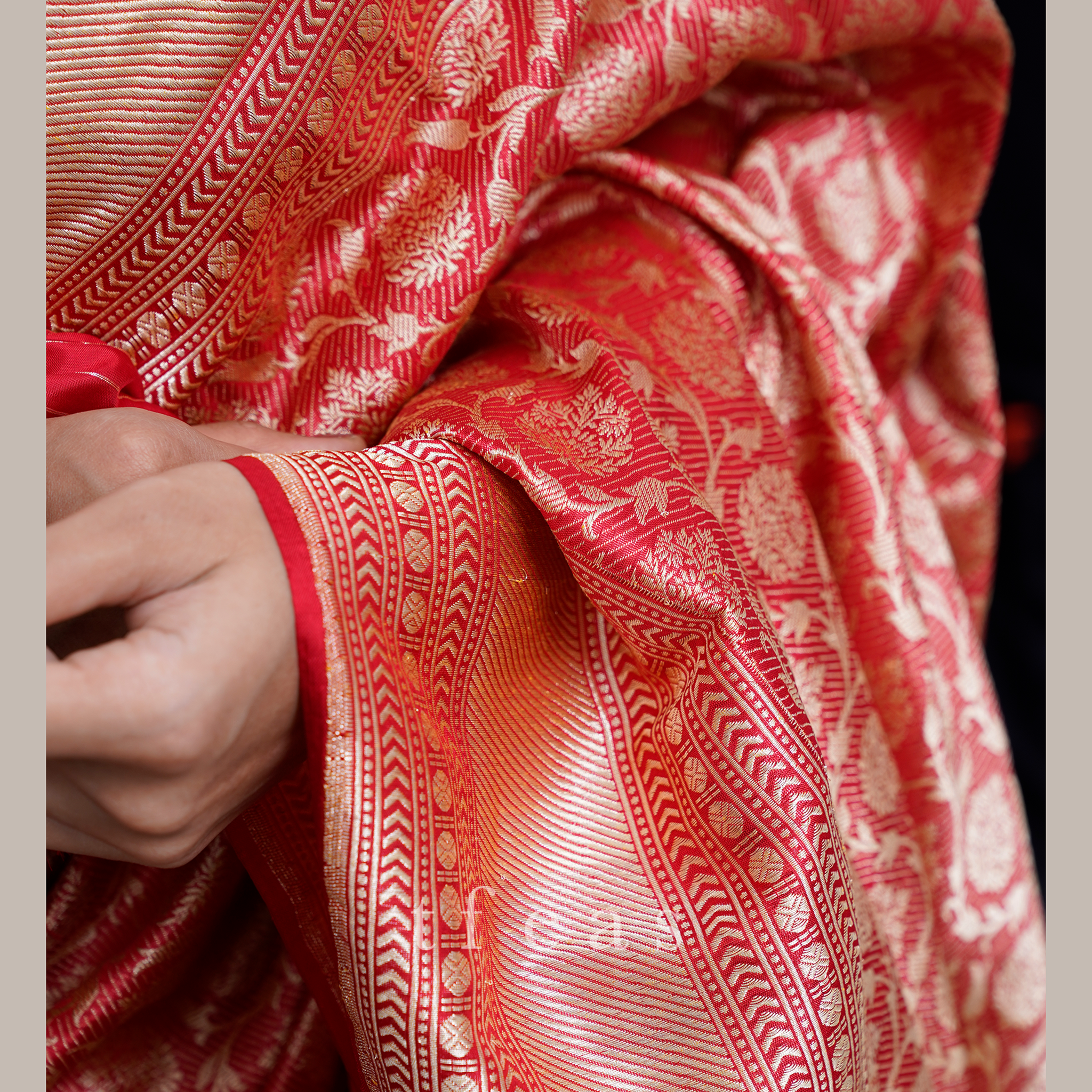 Red and Gold Revival Benarasi Saree