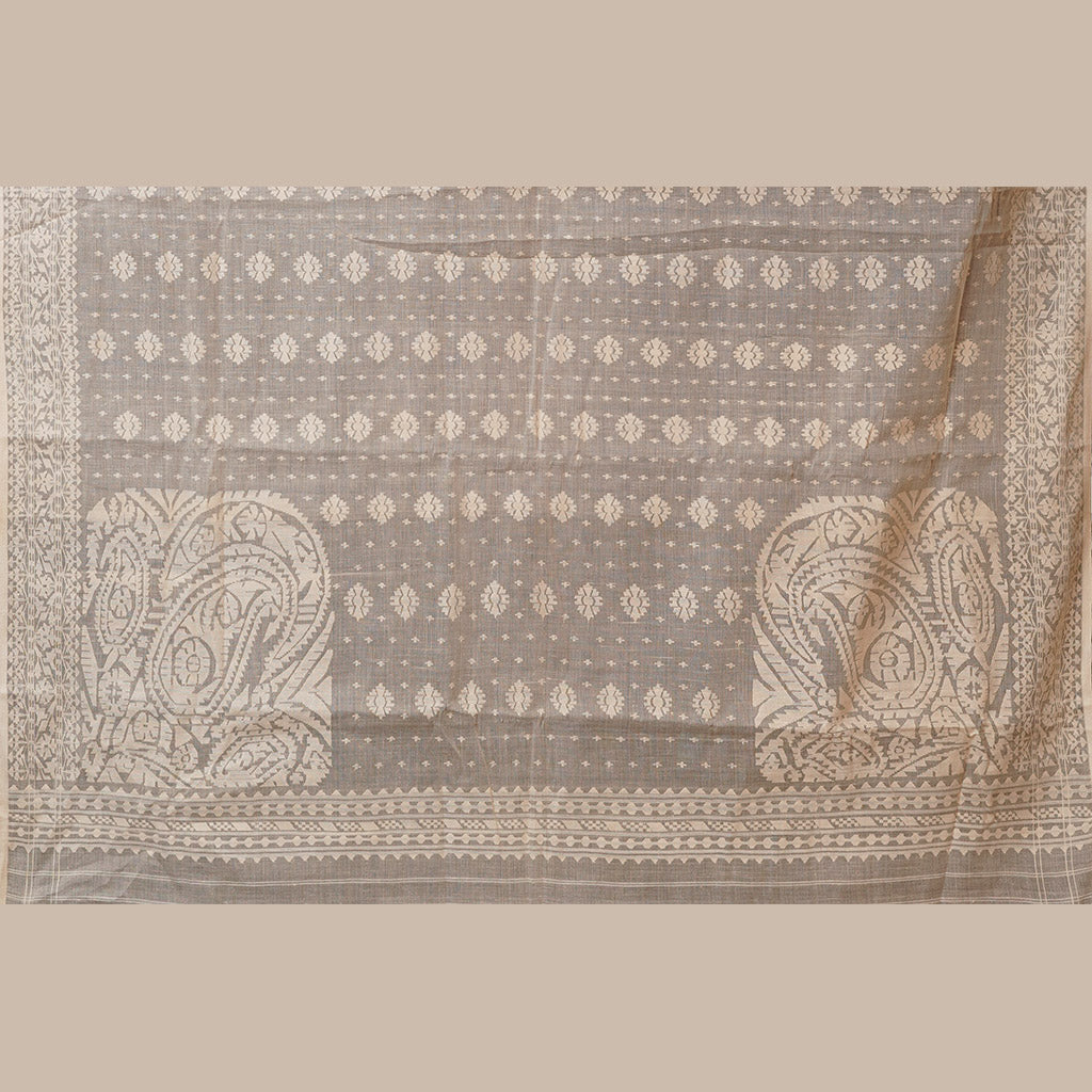 Pre Order: 200 count White Dhakai Jamdani Saree