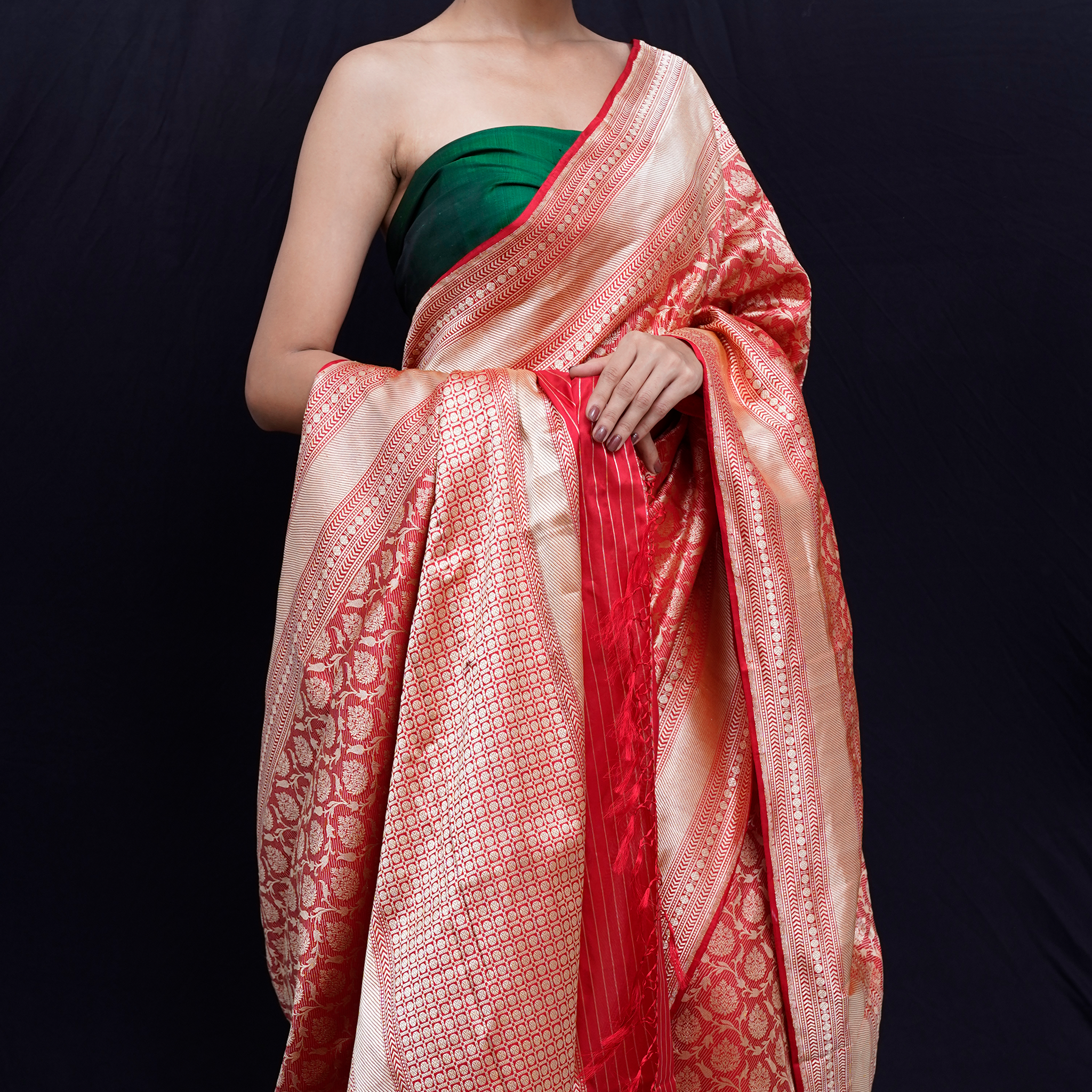 Red and Gold Revival Benarasi Saree