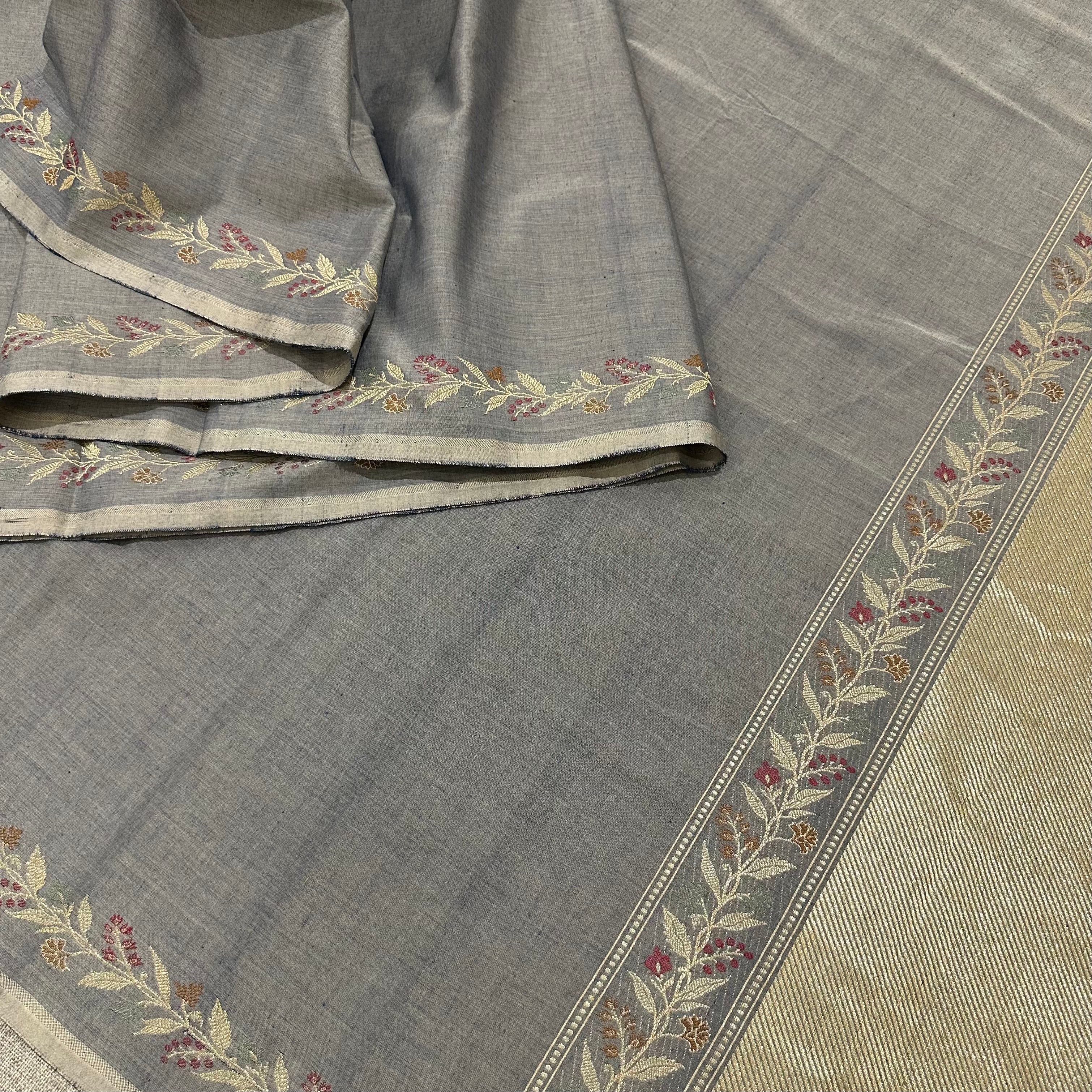 Indigo Natural Dyed Pure Cotton Benarasi