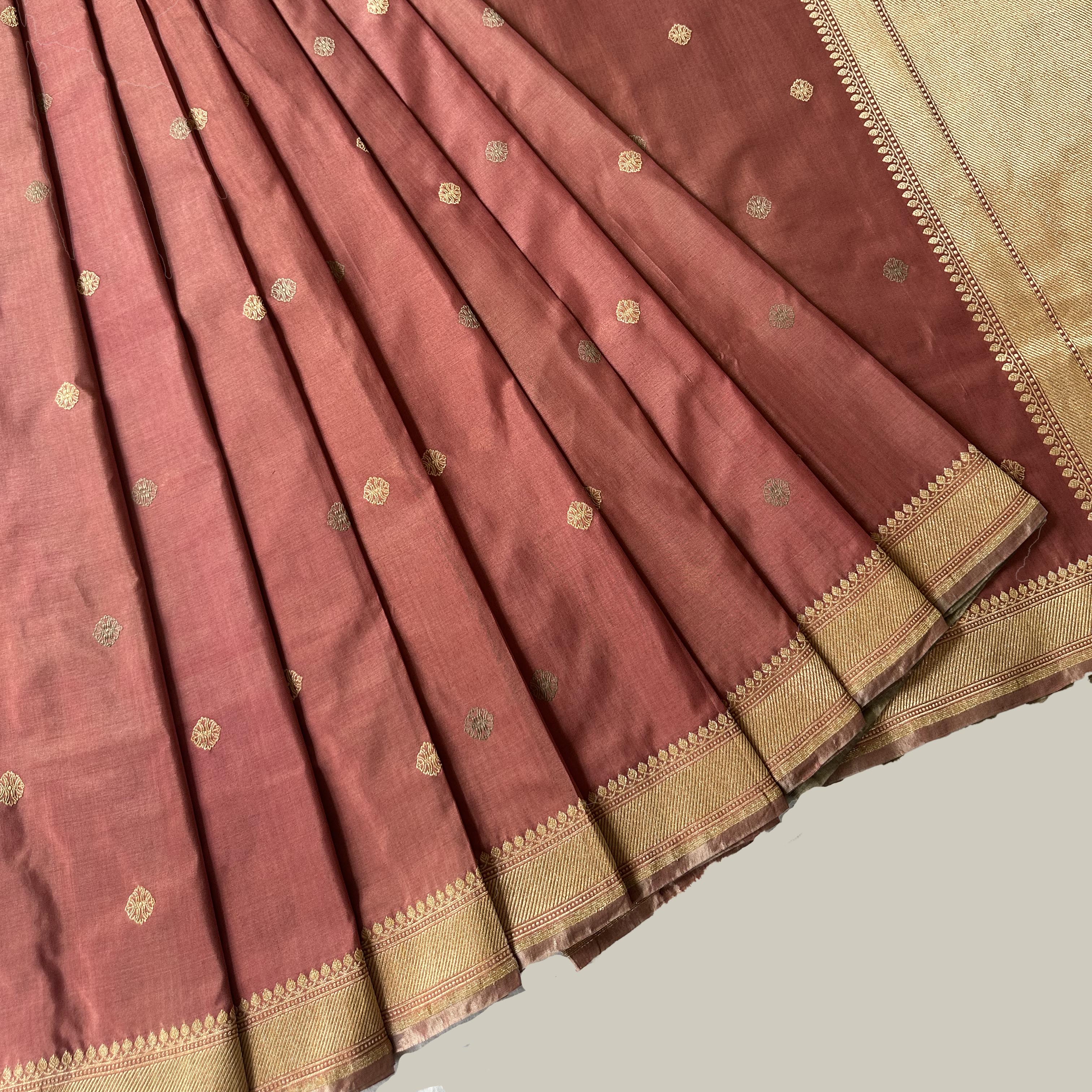 Red Silk Georgette Natural Dyed Benarasi