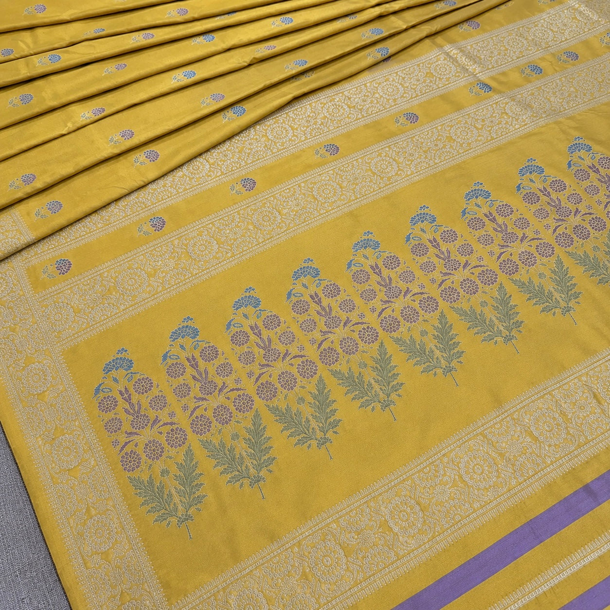 Yellow Colour Marigold Baluchari Saree