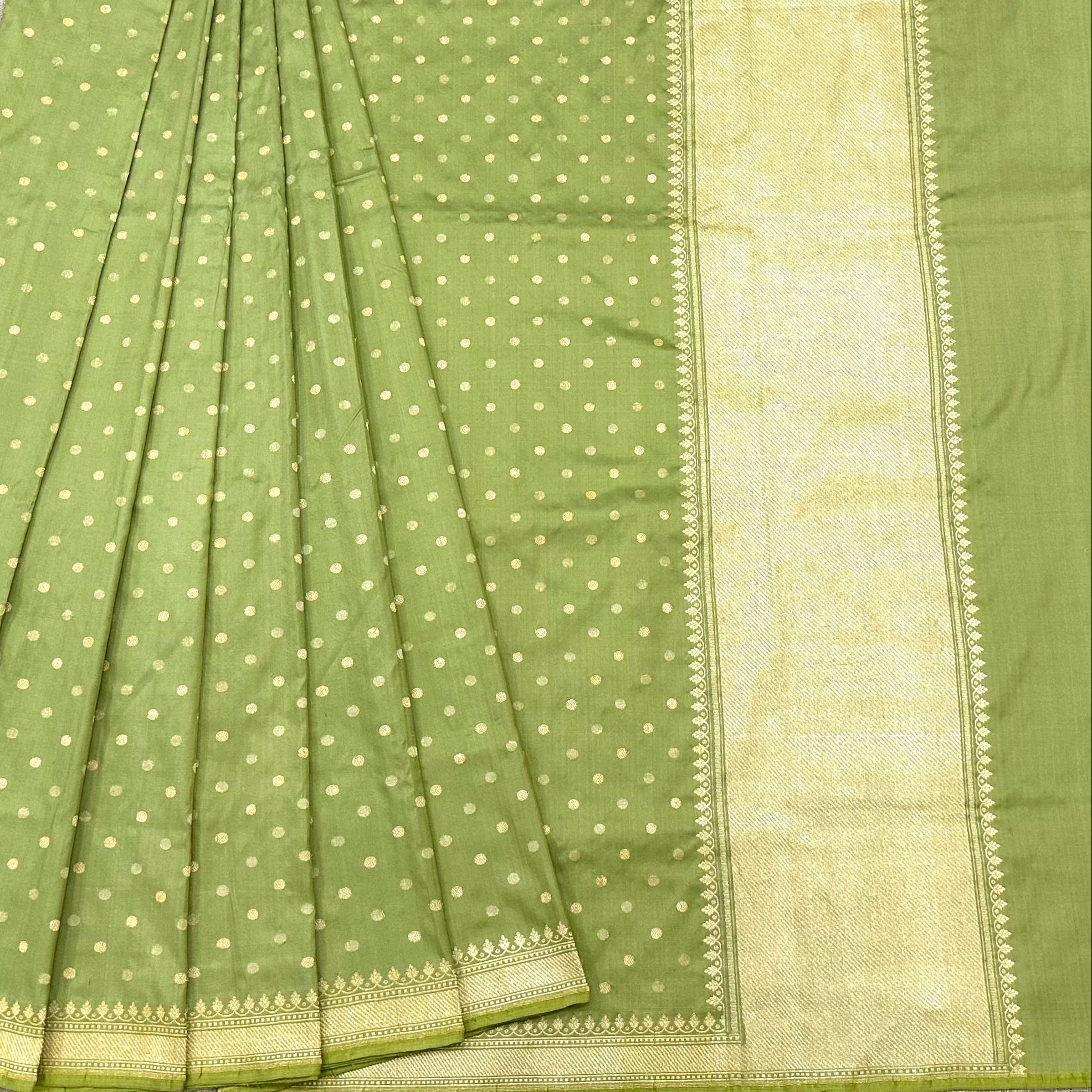 Light Green Polka Khadwa Benarasi