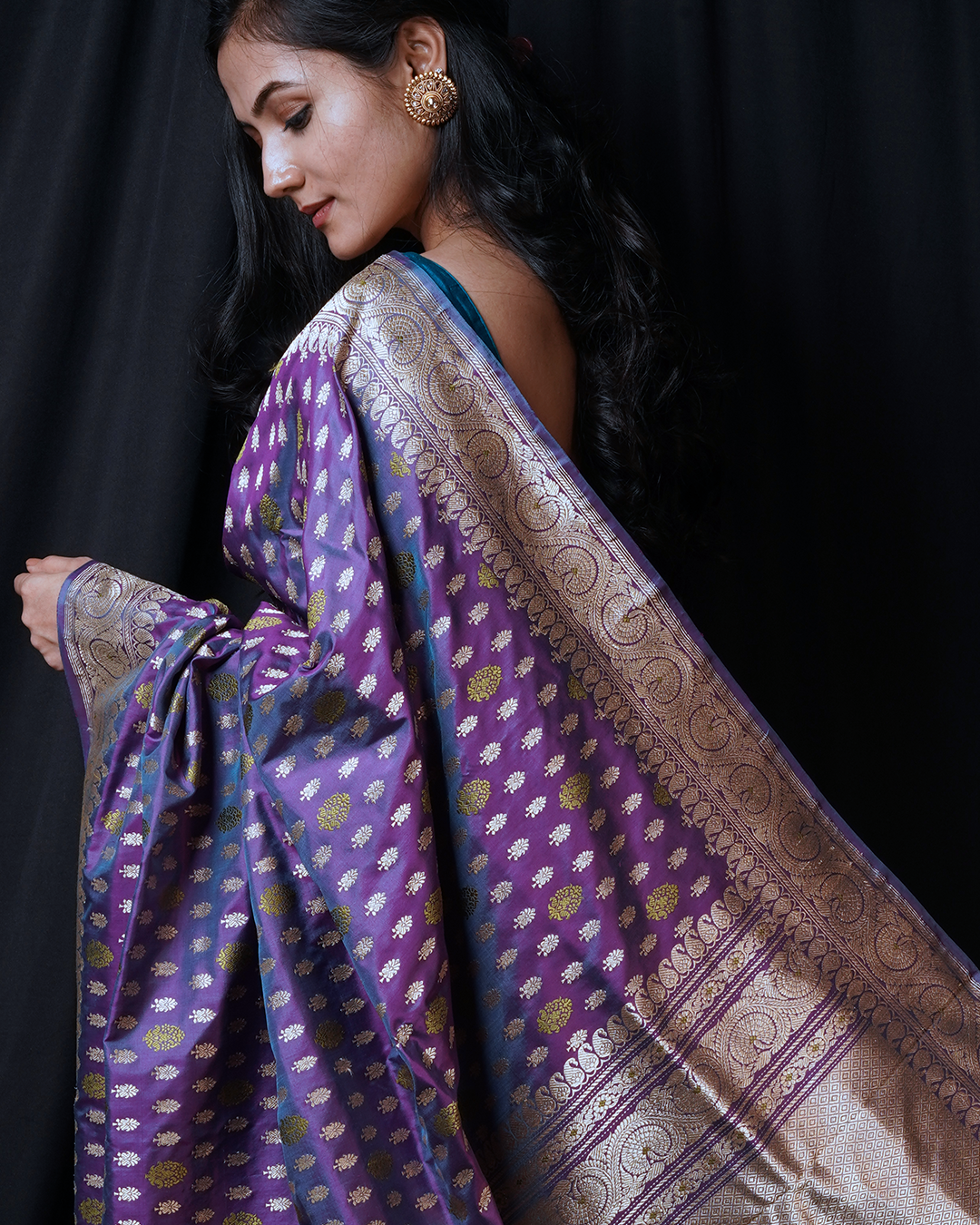 Purple Shot Colour Khadwa Benarasi - a Masterpiece