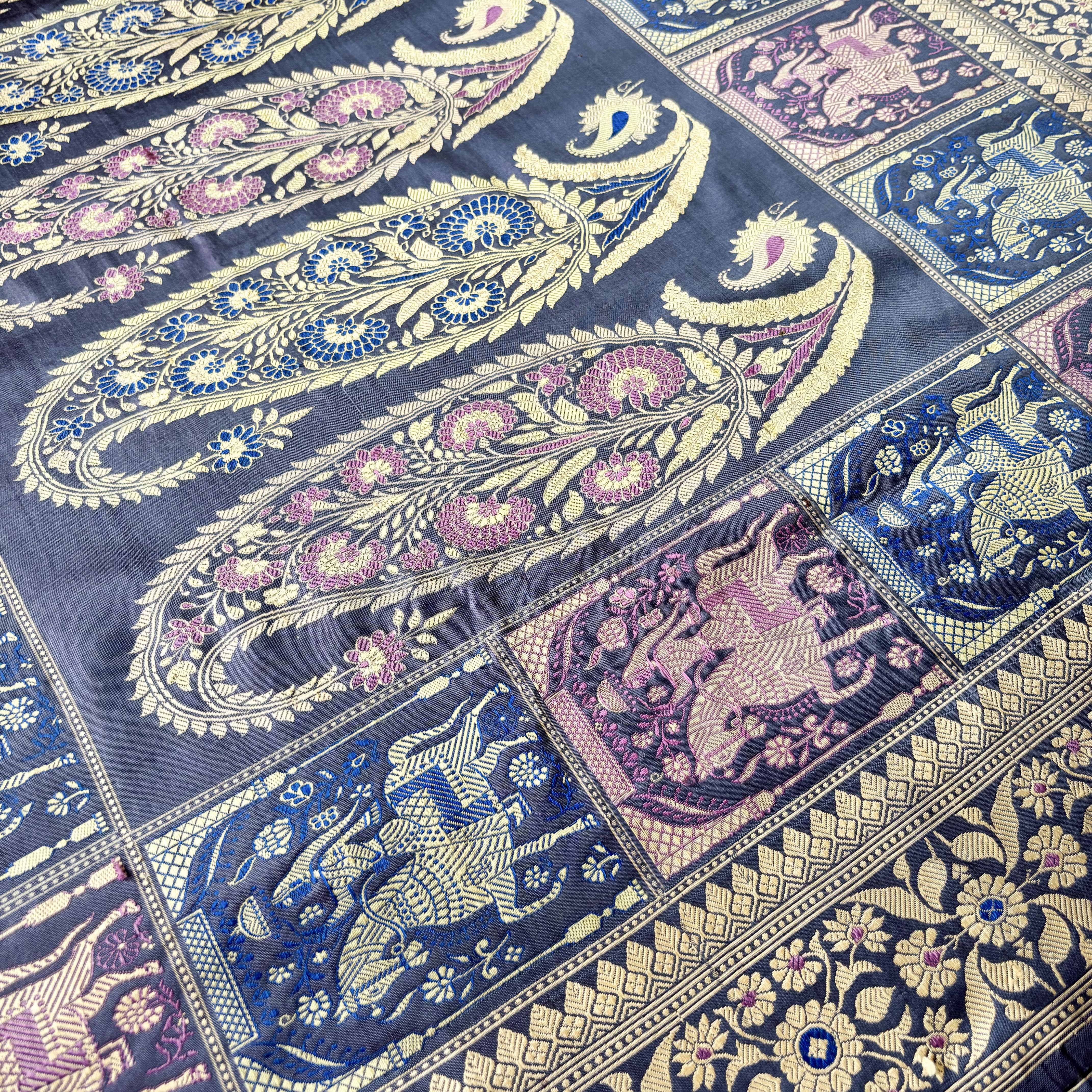 Purple Grey Shot Colour Revival Baluchari Saree