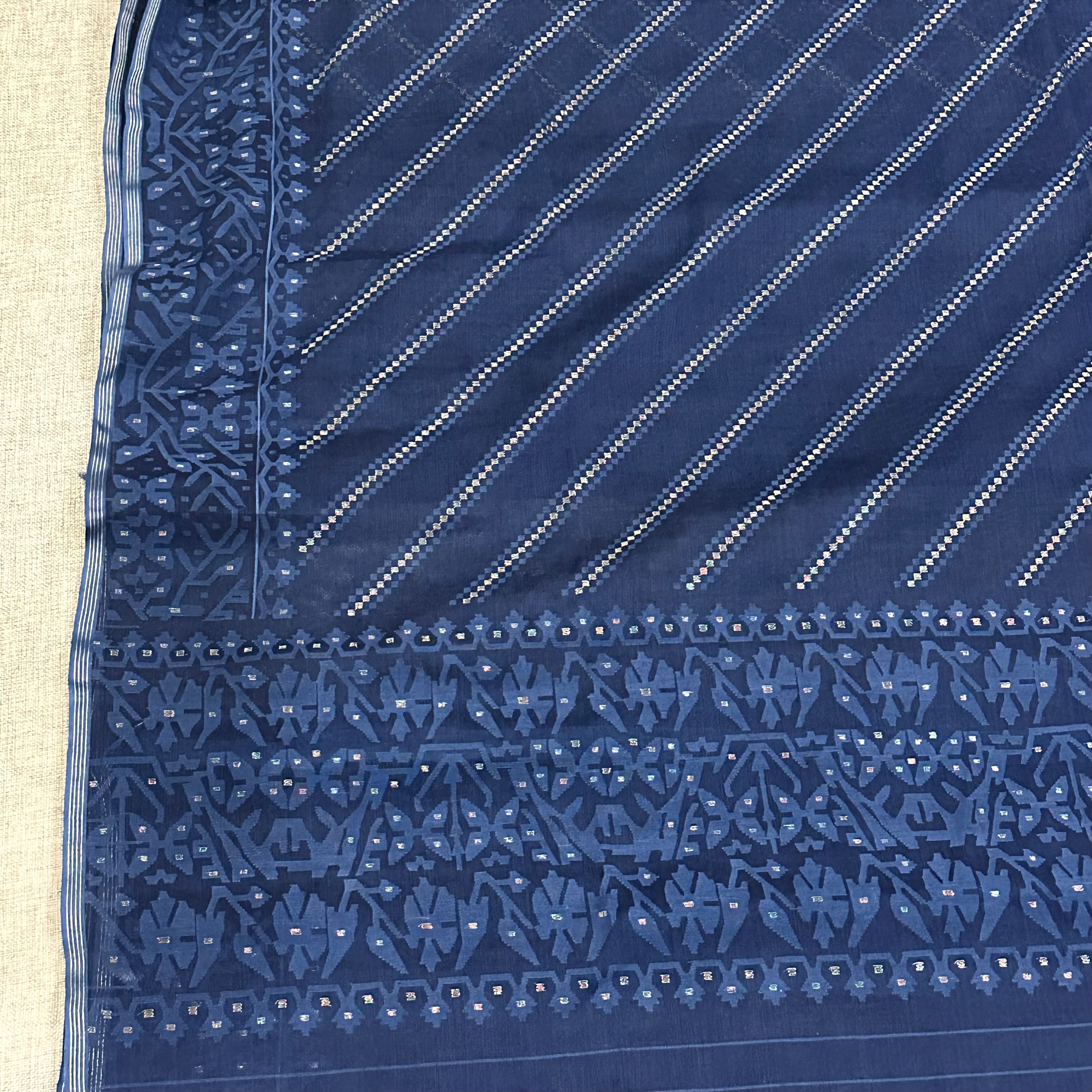 TFEAS Exclusive Indigo Ada 200 Count Dhakai Jamdani