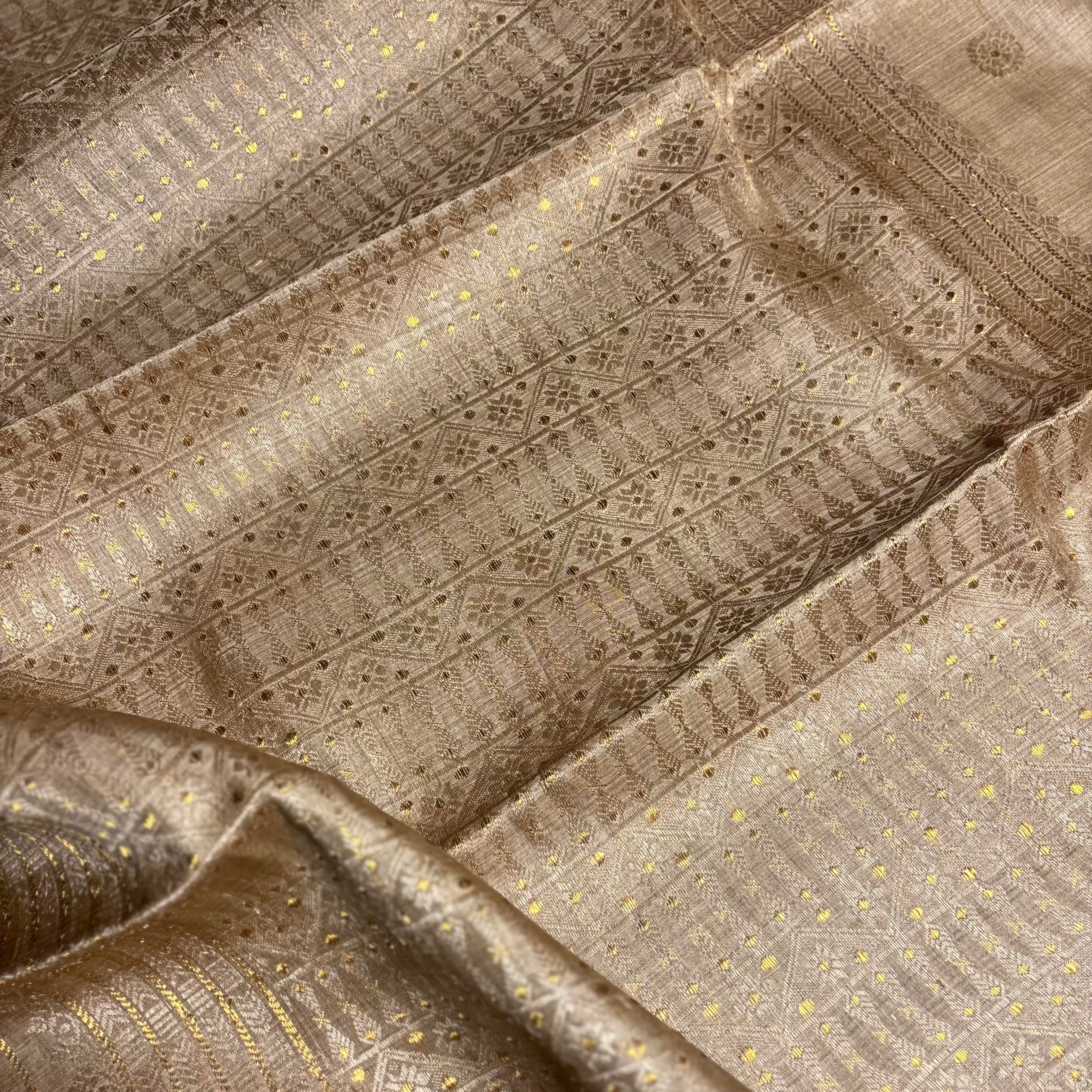 Golden Heirloom Pure Assam Muga Saree with Golden Selvedge