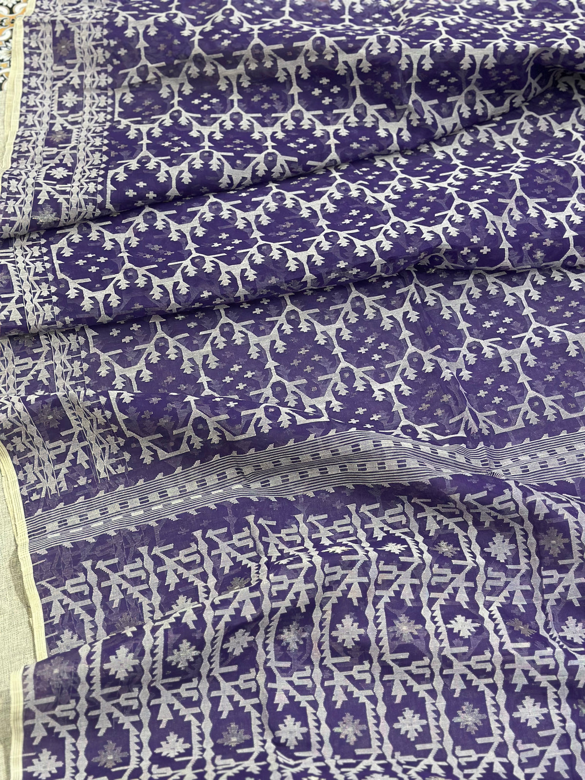 Purple Jaal Dhakai Jamdani Saree