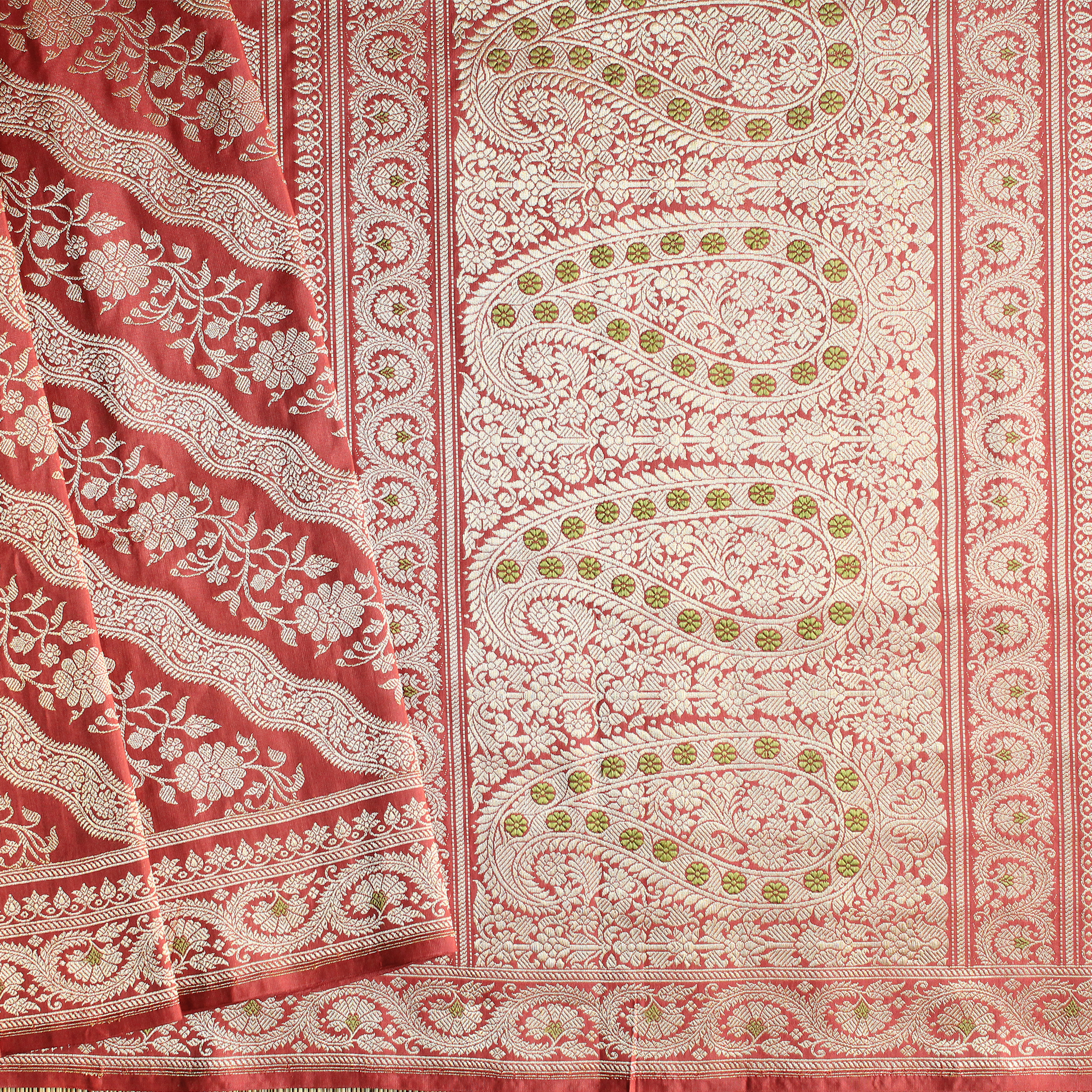 Red Ada Khadwa Benarasi Saree