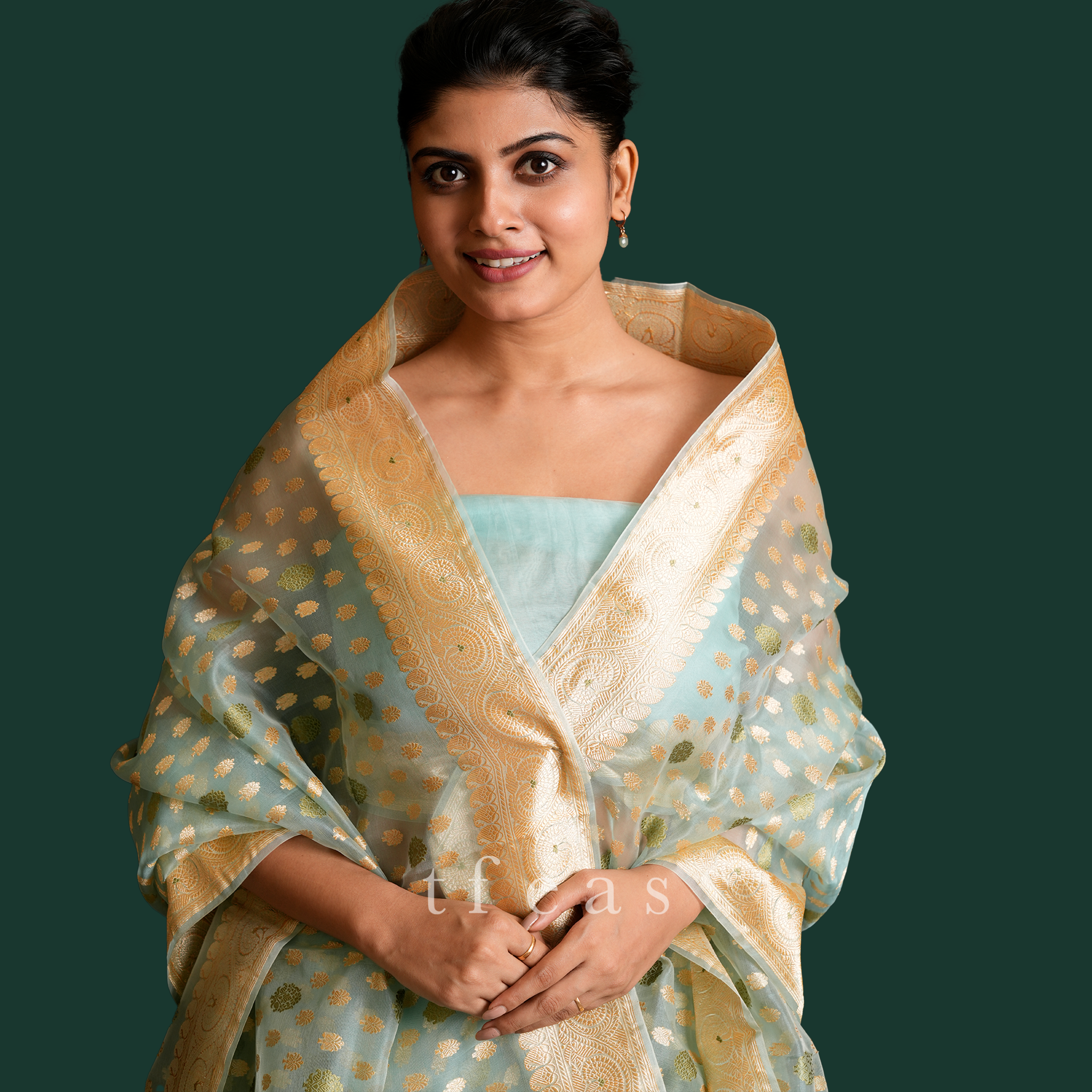 Powder Blue Kora Khadwa Benarasi