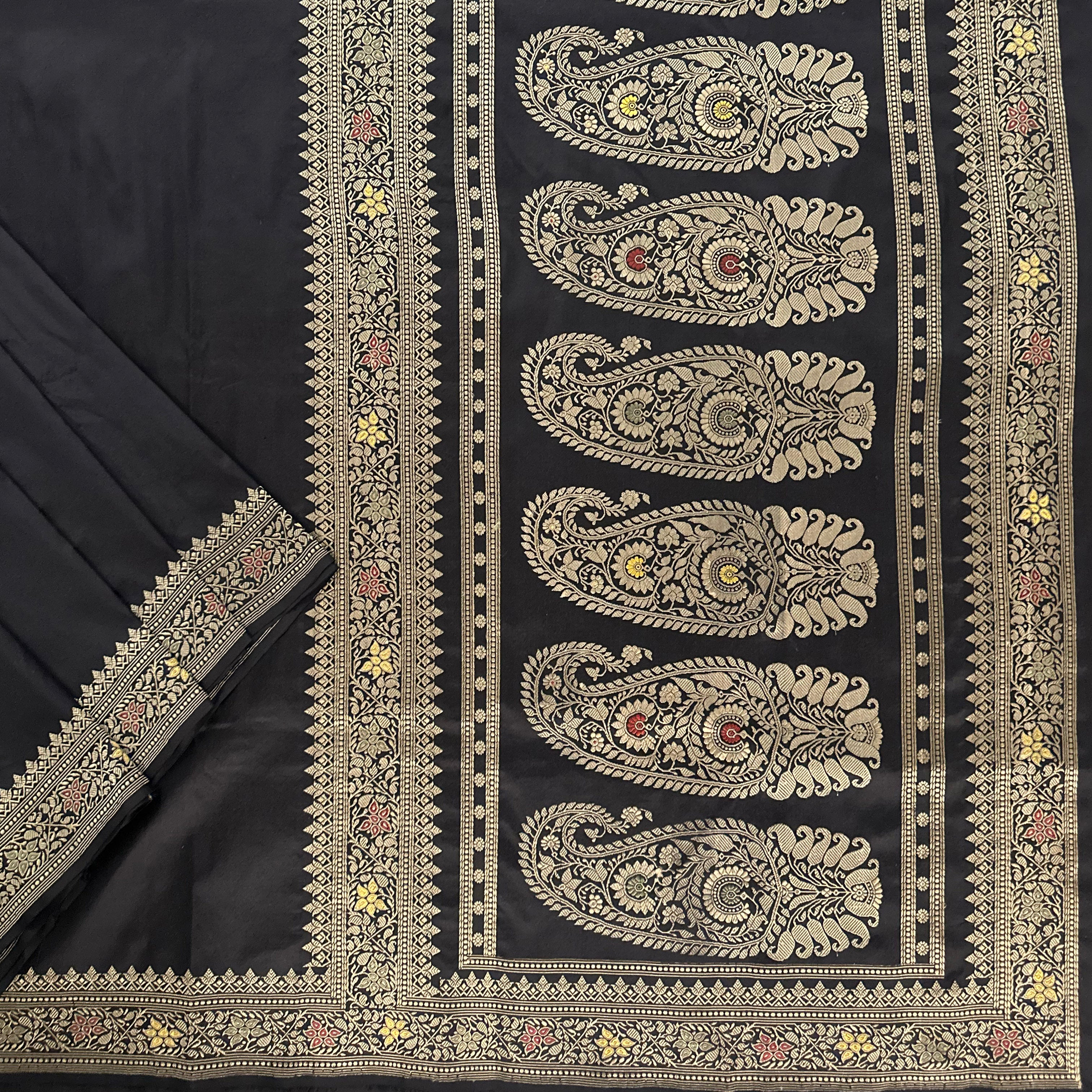 Black Revival Baluchari Saree with Paisleys