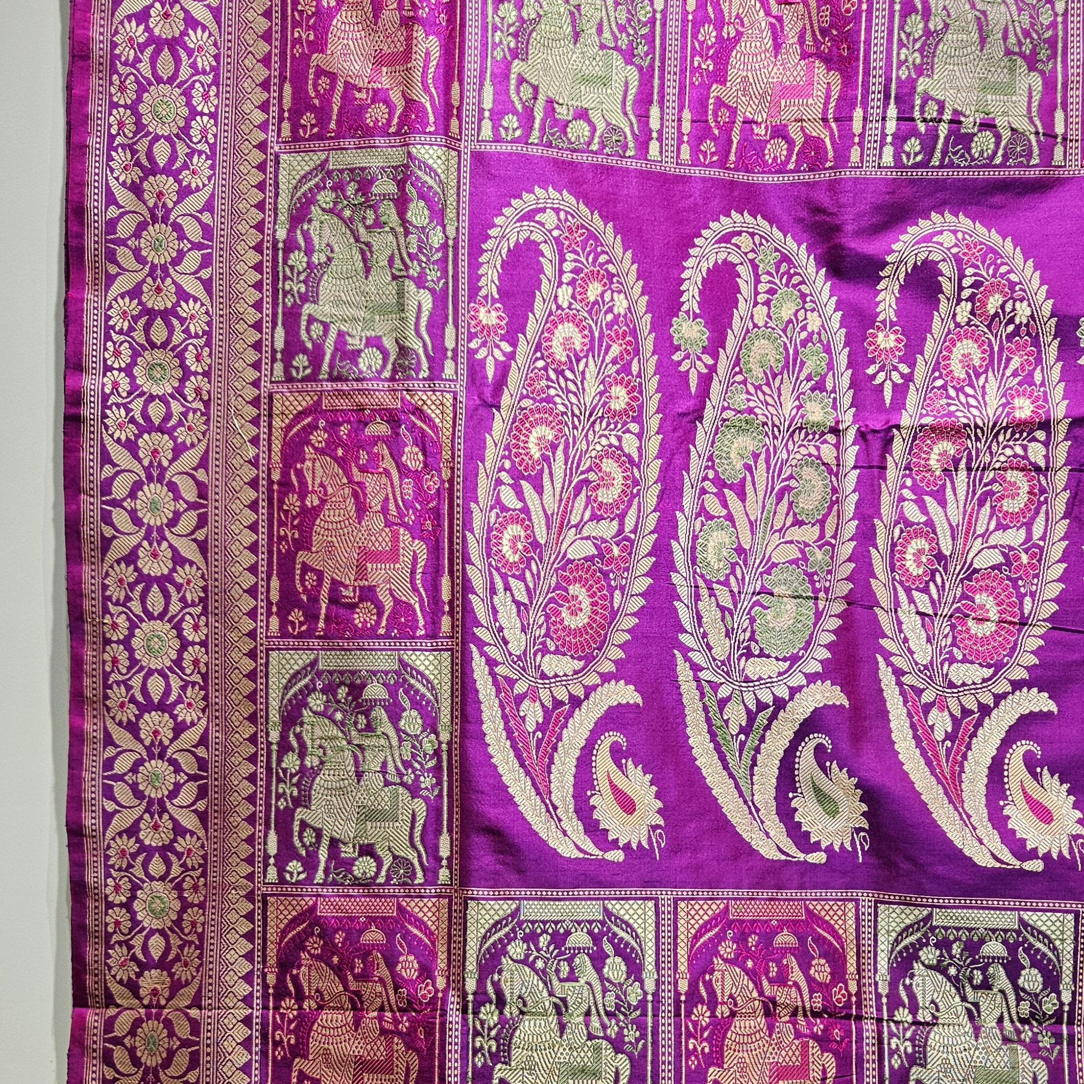 Purple Shot Colour Revival Baluchari Saree with Horse Palla