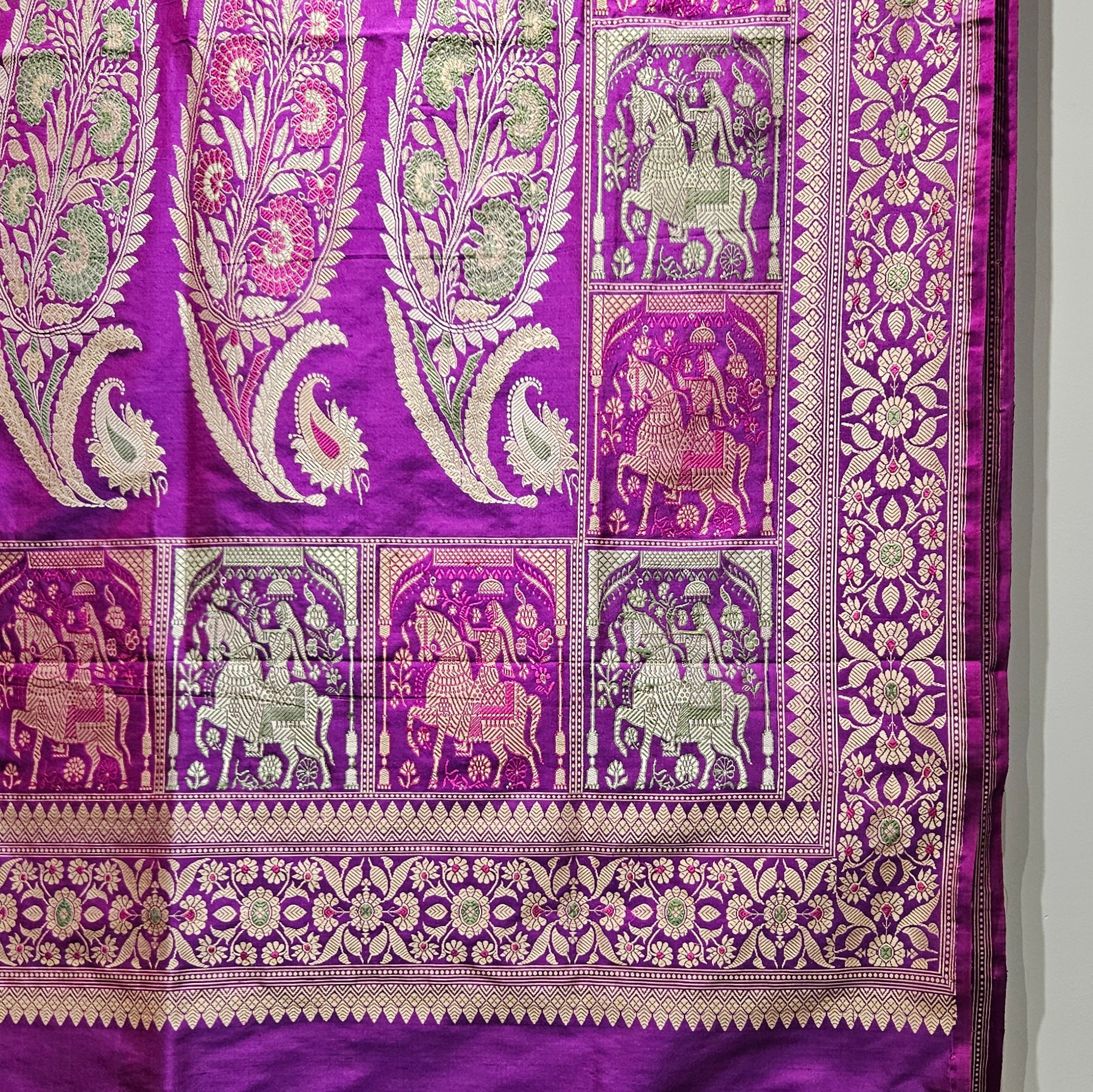 Purple Shot Colour Revival Baluchari Saree with Horse Palla