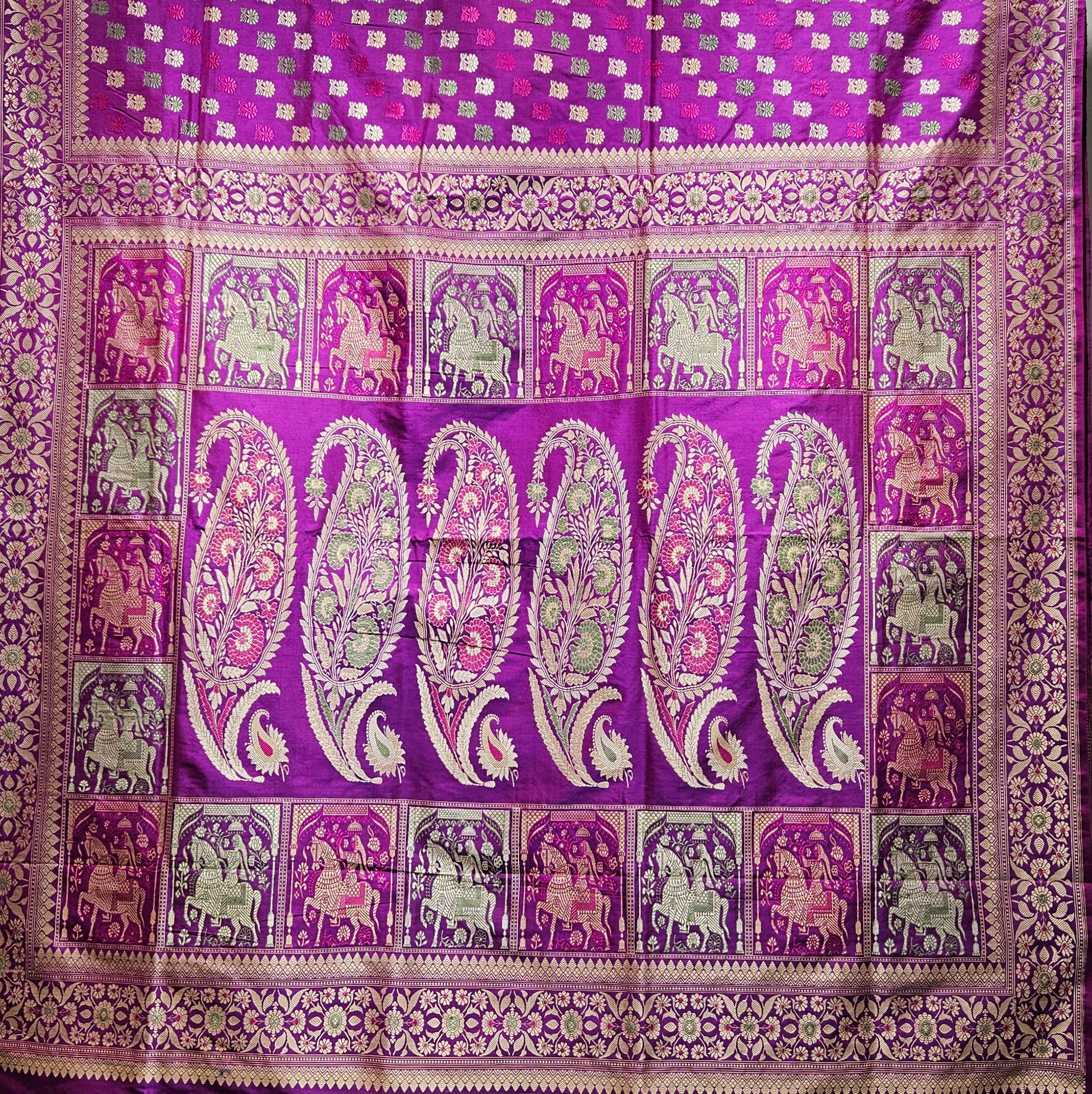 Purple Shot Colour Revival Baluchari Saree with Horse Palla