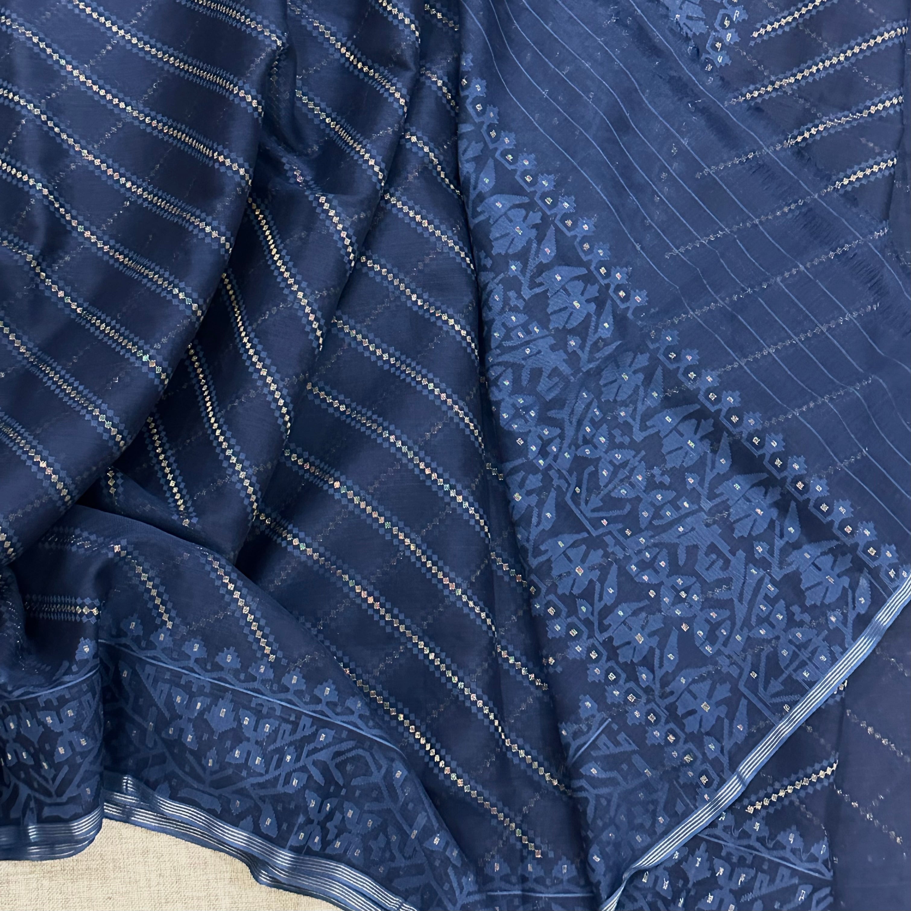 TFEAS Exclusive Indigo Ada 200 Count Dhakai Jamdani