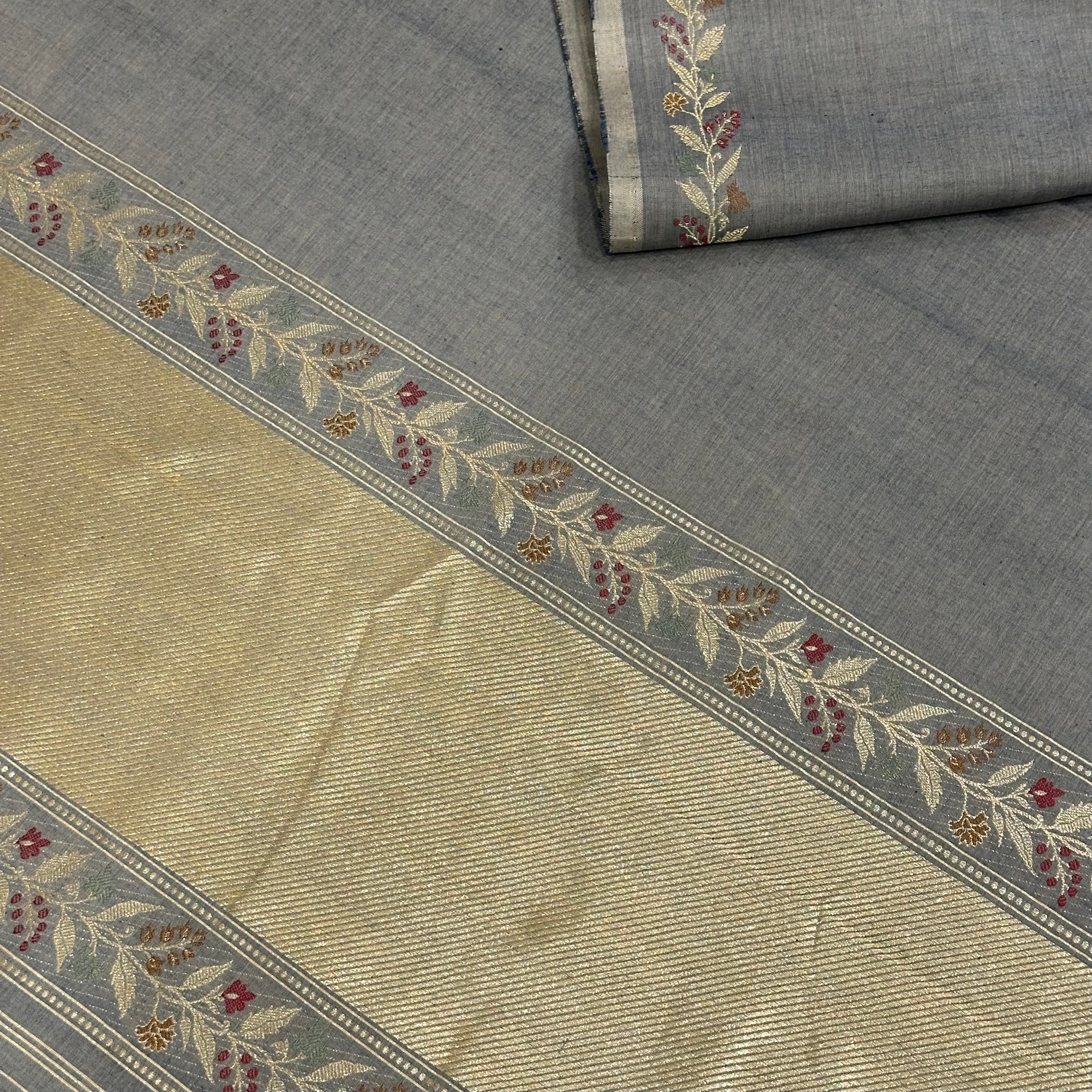 Indigo Natural Dyed Pure Cotton Benarasi