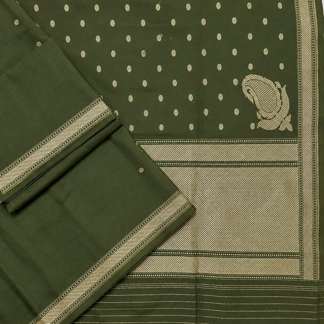 Mehendi Green Pure Cotton Natural Dyed Benarasi