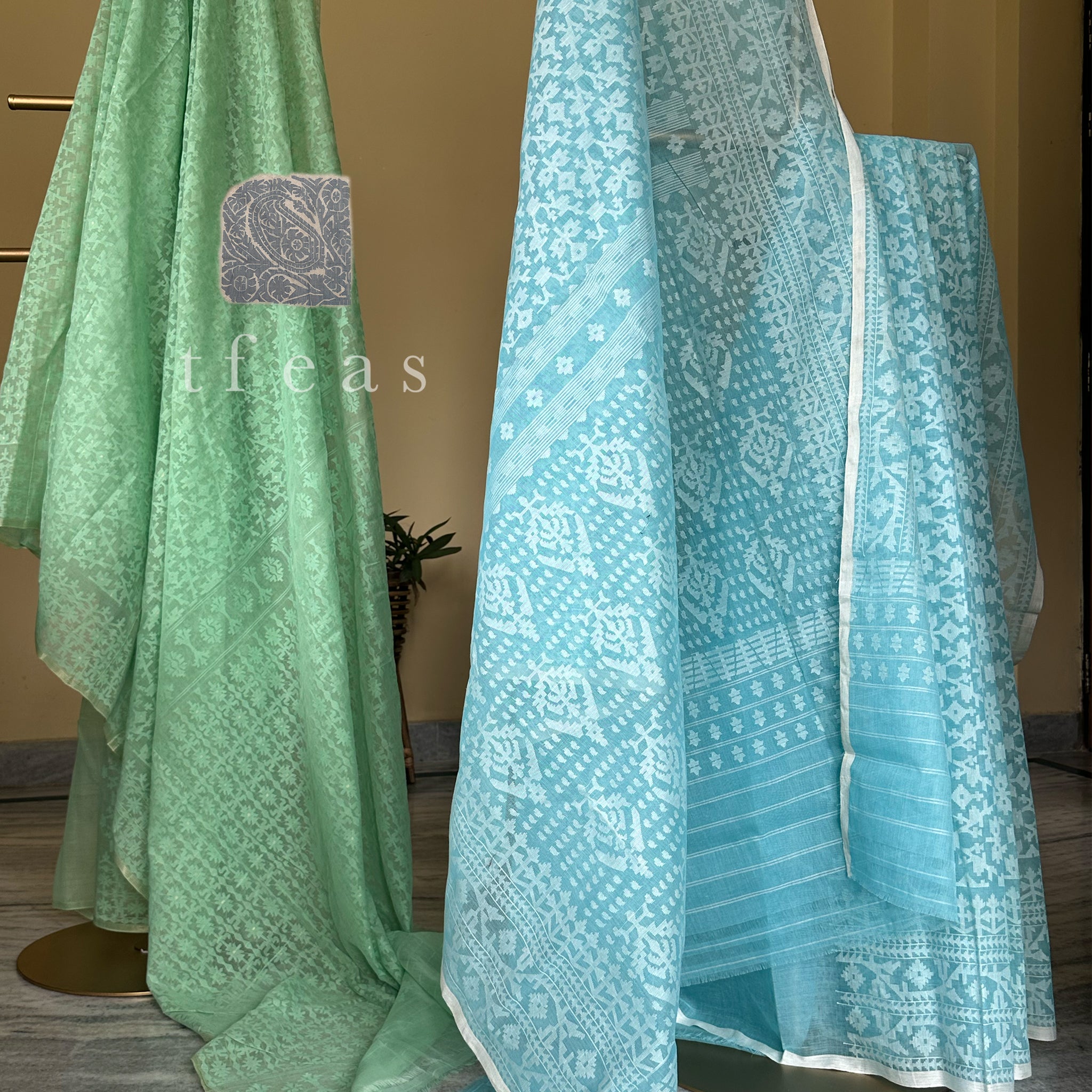 Light Blue Grand Dhakai Jamdani Saree