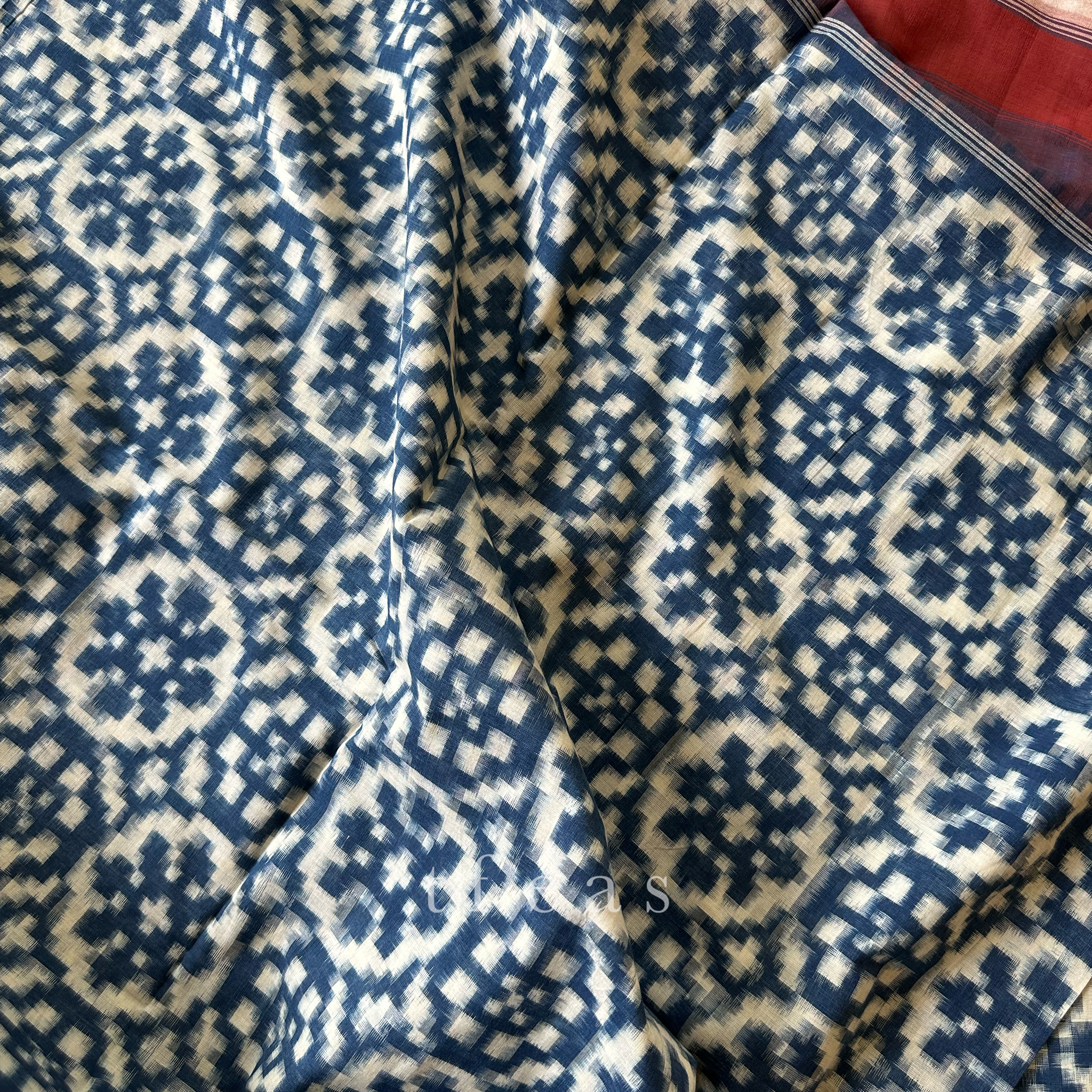 Indigo and Red Natural Dyed Double Ikat
