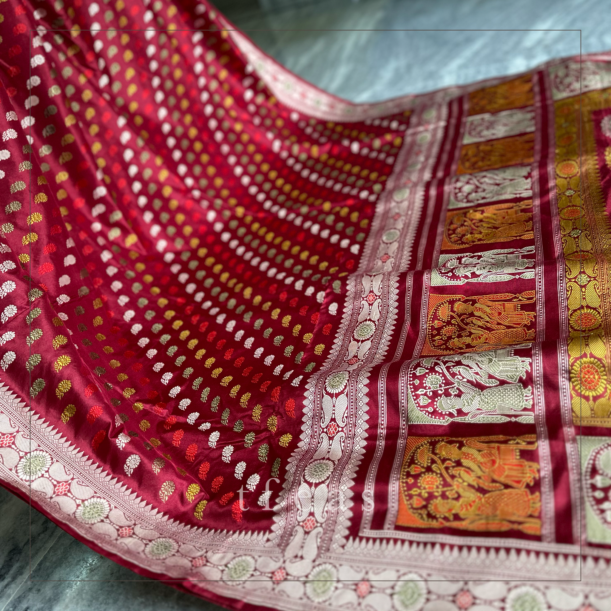 Maroon Butidar Baluchari from Benaras