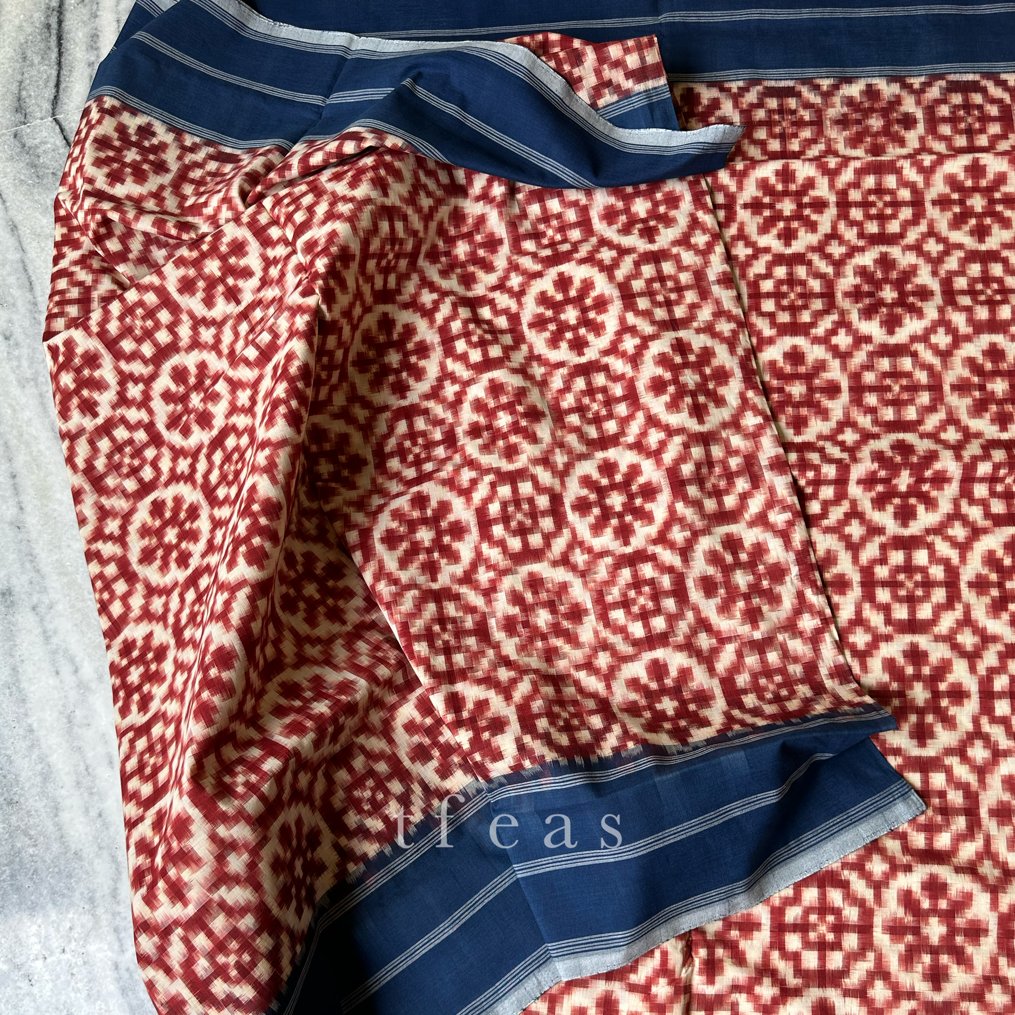 Red and Indigo Natural Dyed Double Ikat