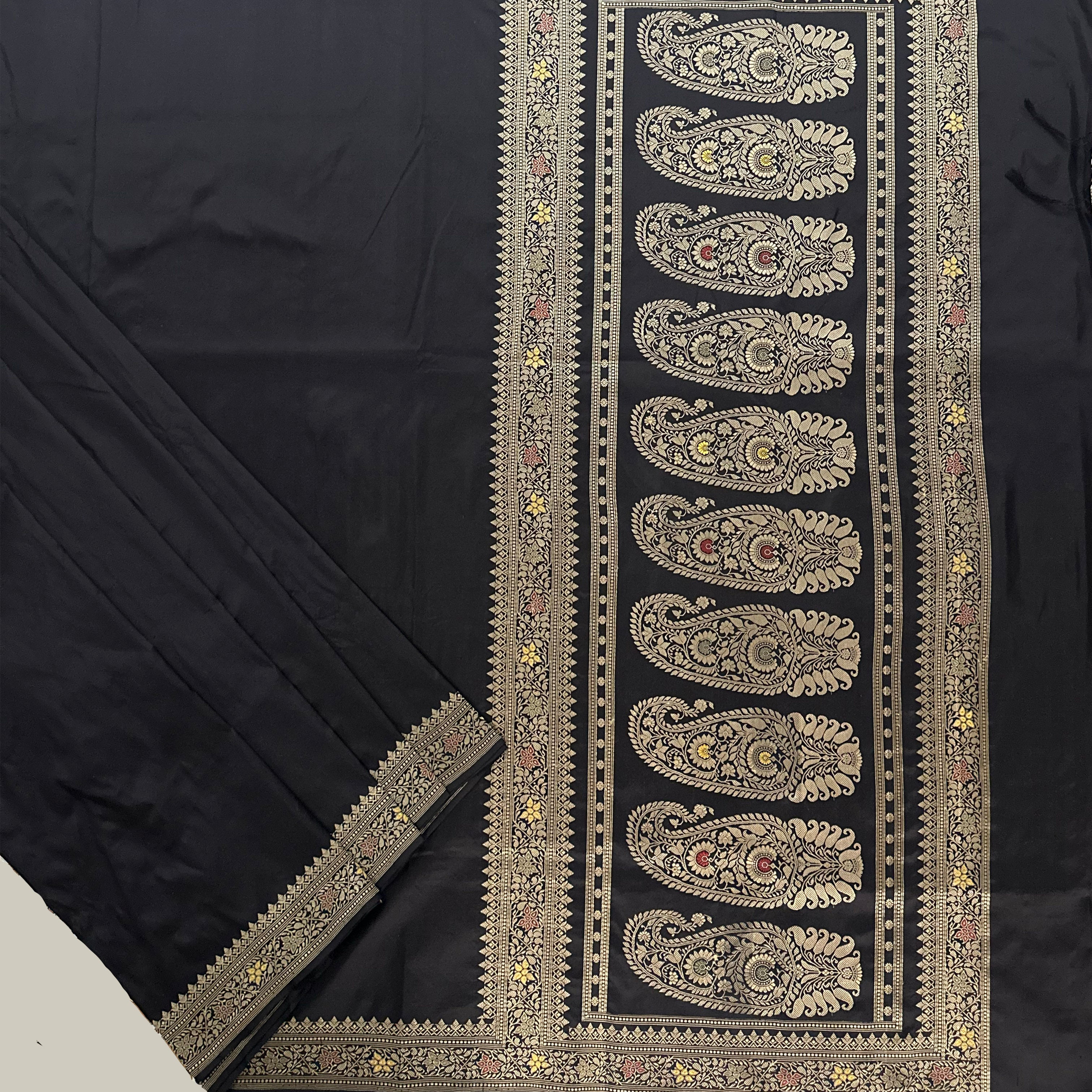 Black Revival Baluchari Saree with Paisleys