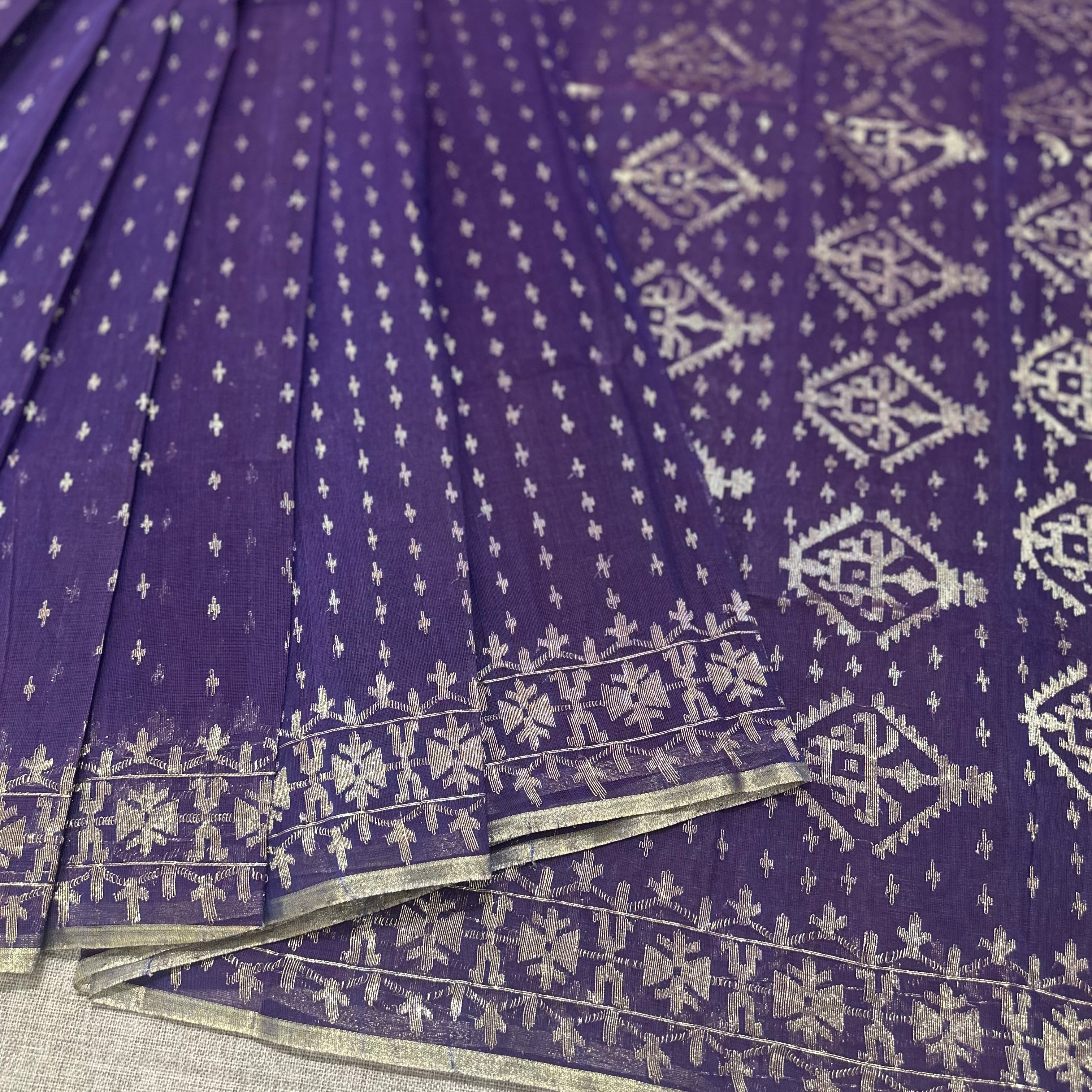 Violet Dhakai Jamdani with Zari