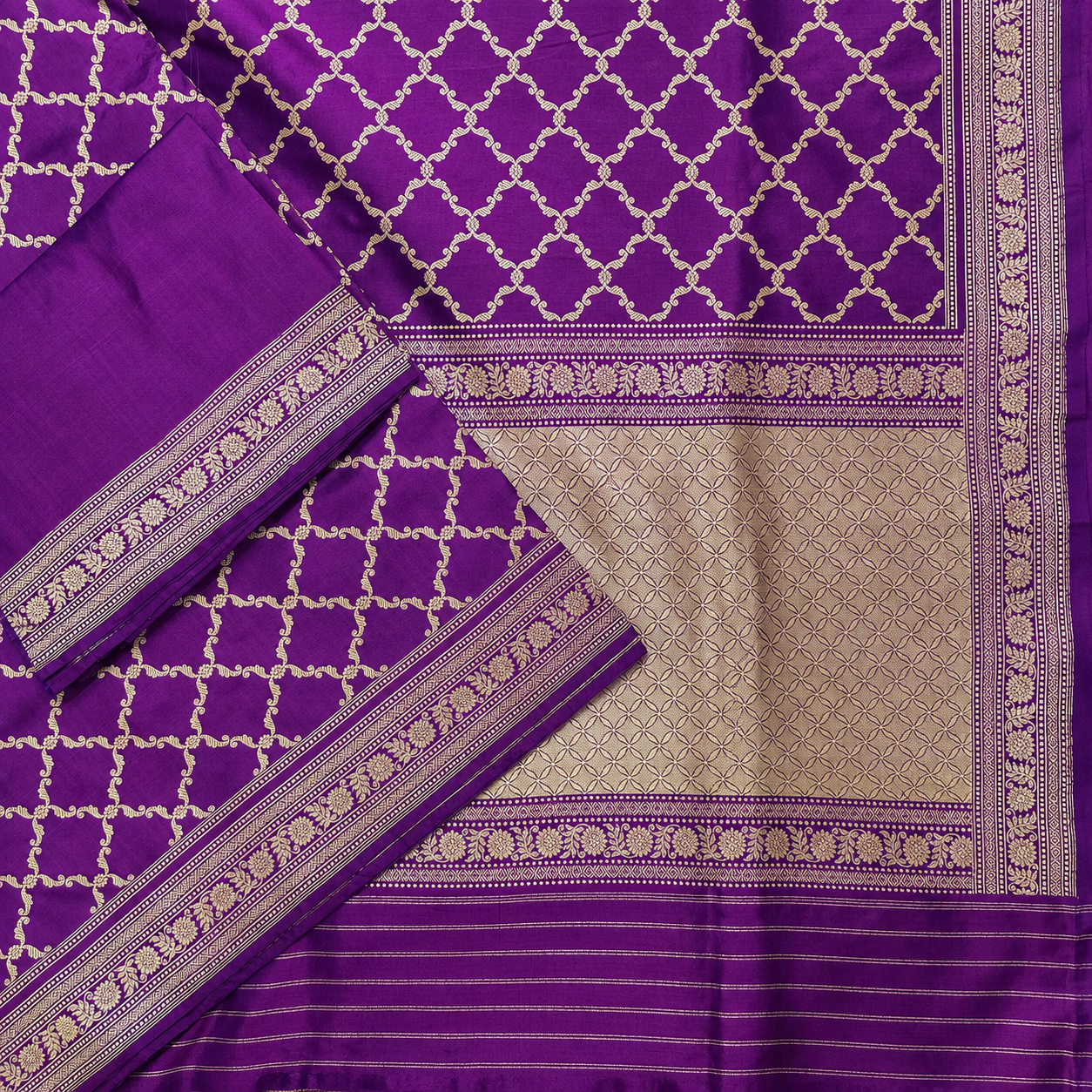 Purple Shot Color Khadwa Jaal Benarasi