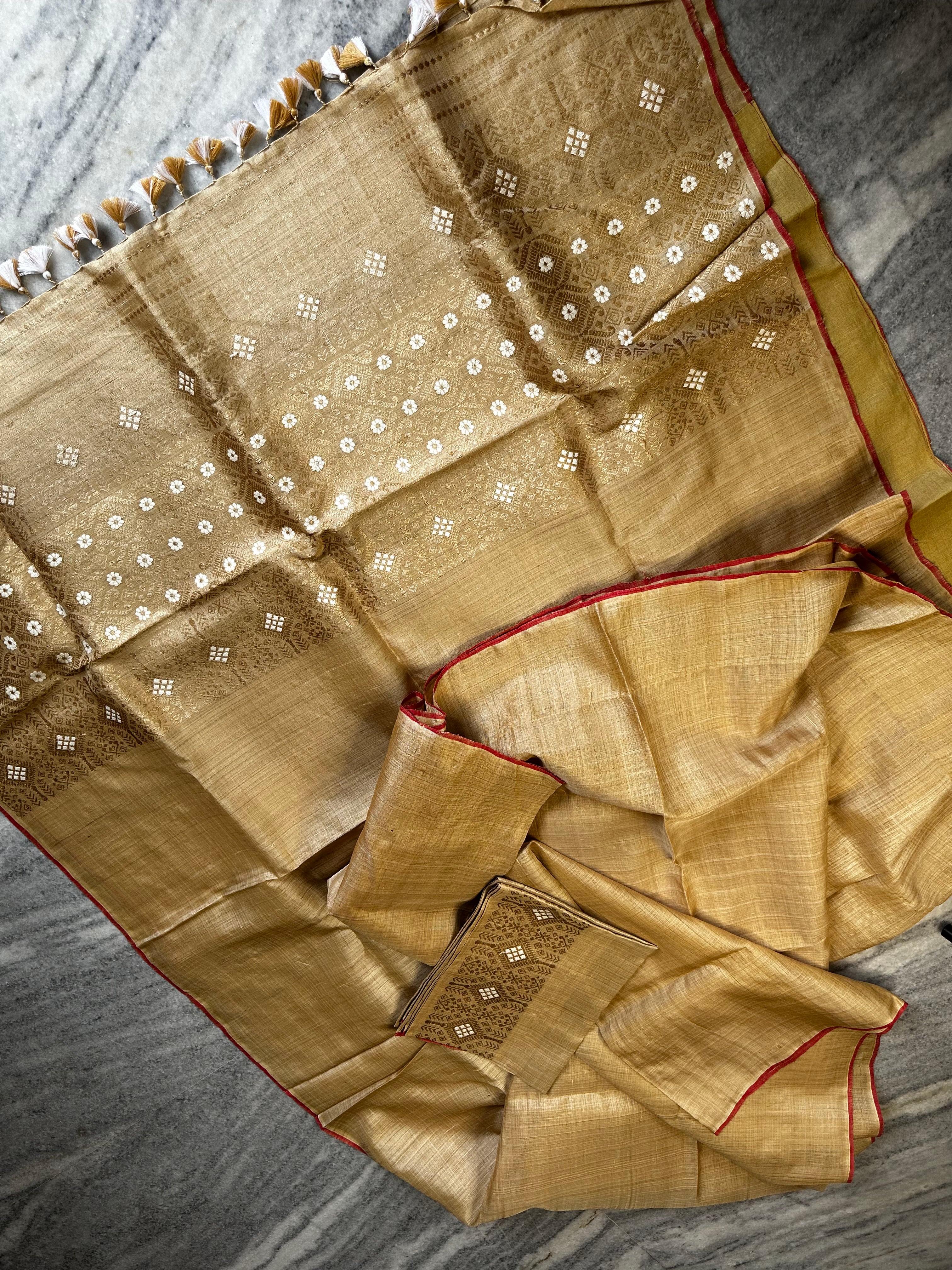 Heirloom Pure Assam Muga Saree with Muga and Eri Extra Weft Palla