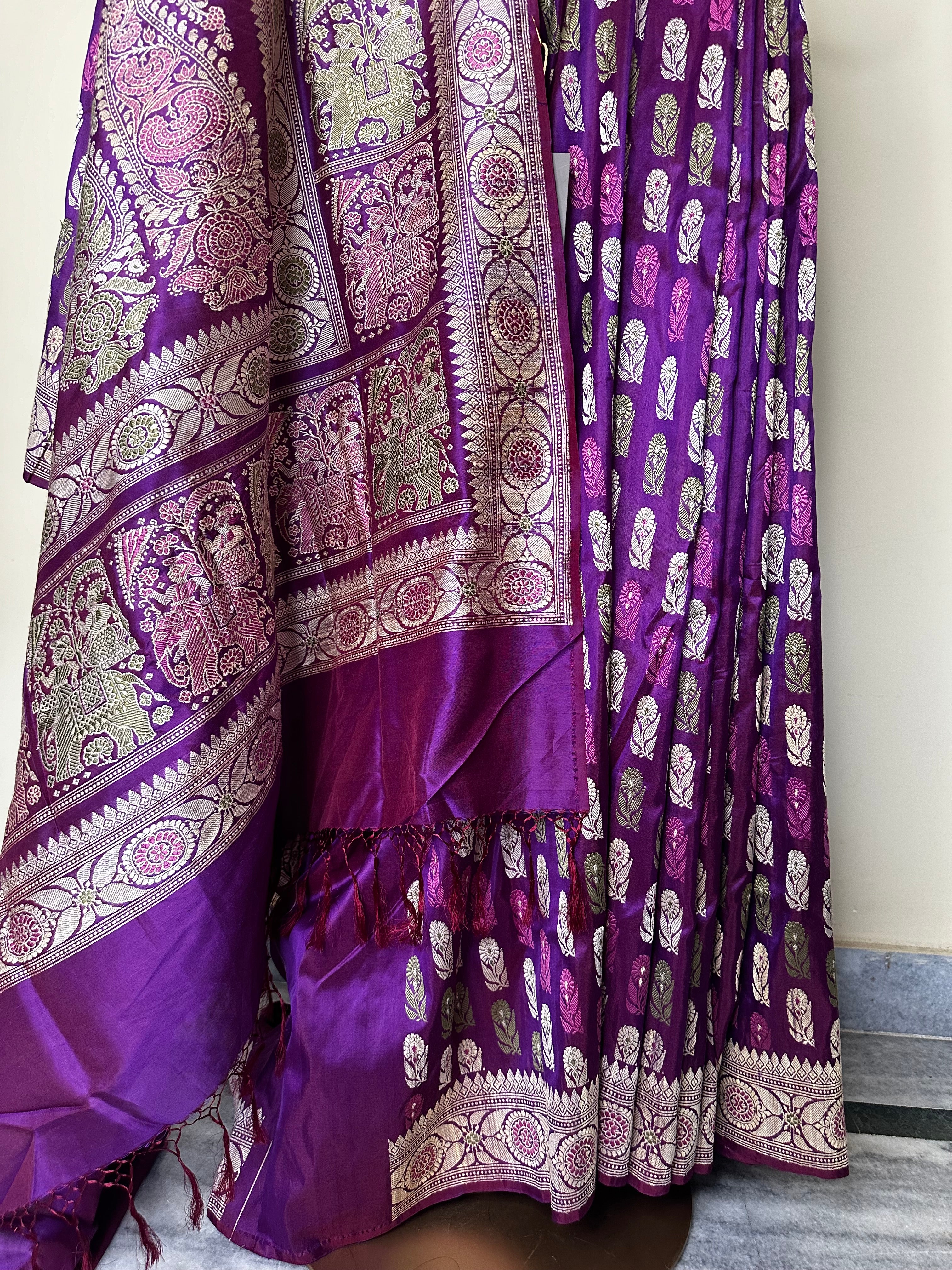 Pink Purple Revival Baluchari Saree