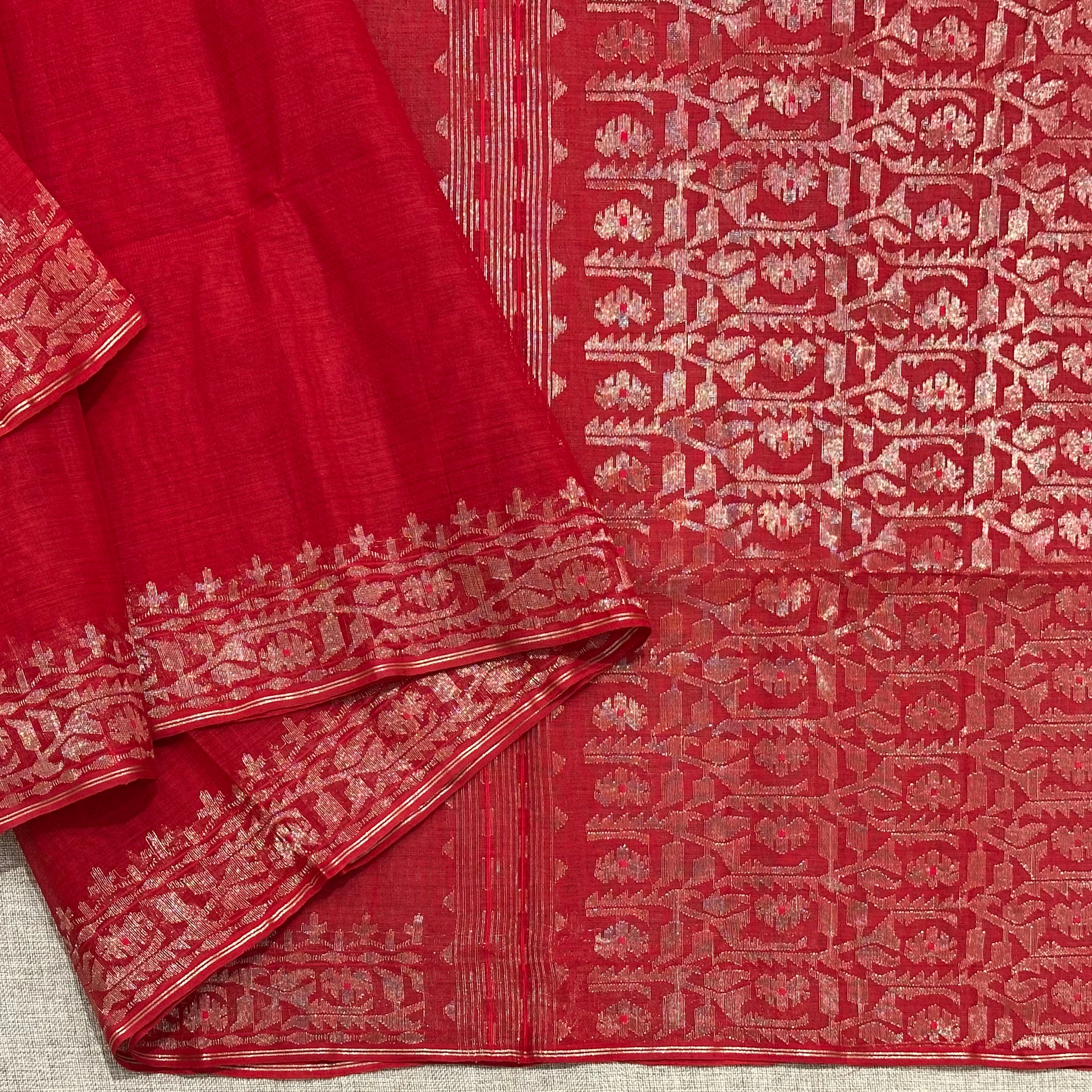 Red with Zari Dhakai Jamdani