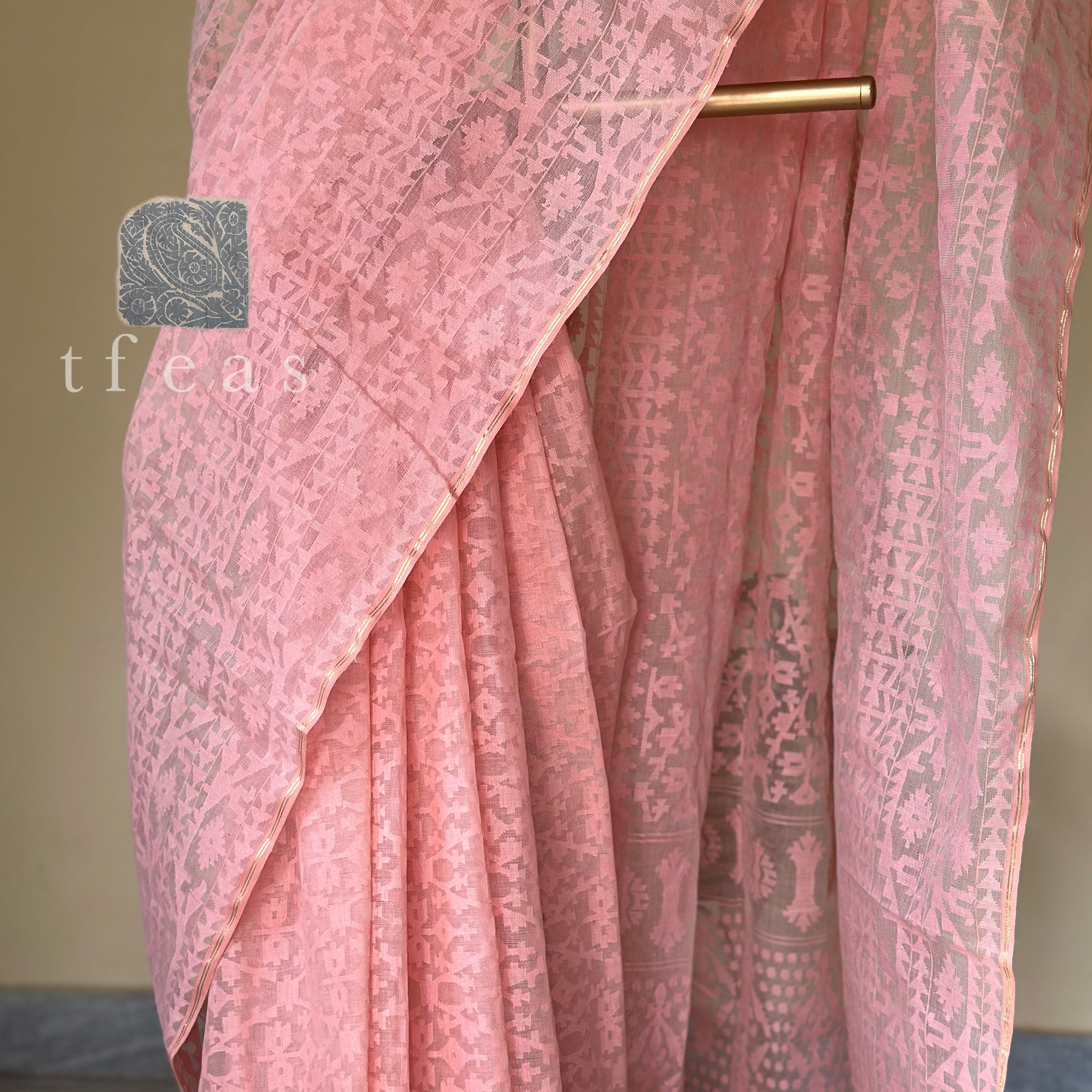 Pink/Peach Grand Dhakai Jamdani Saree