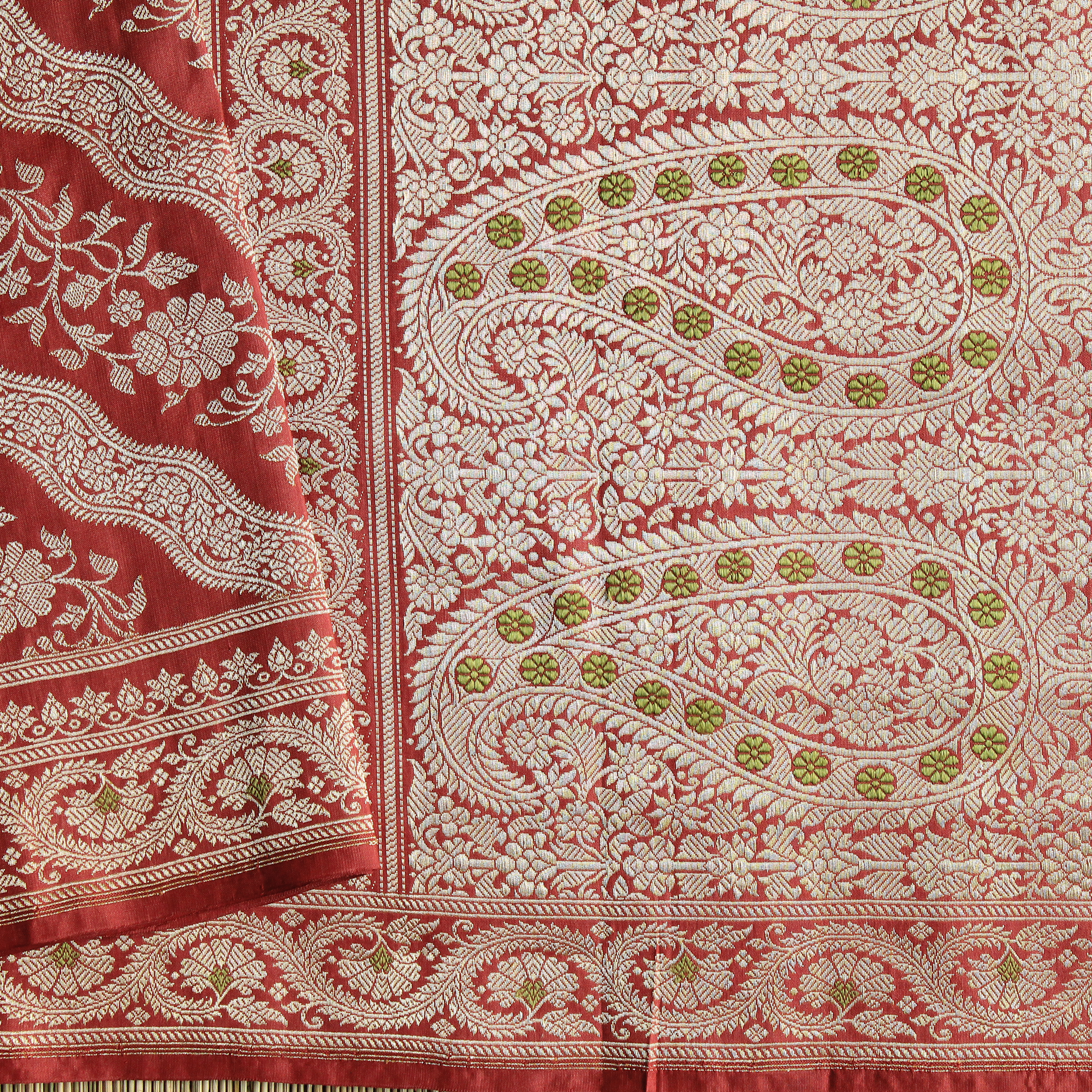 Red Ada Khadwa Benarasi Saree