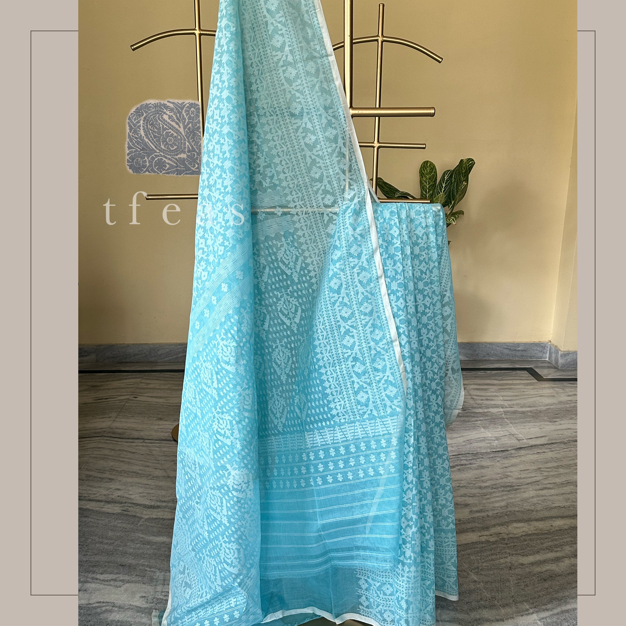 Light Blue Grand Dhakai Jamdani Saree