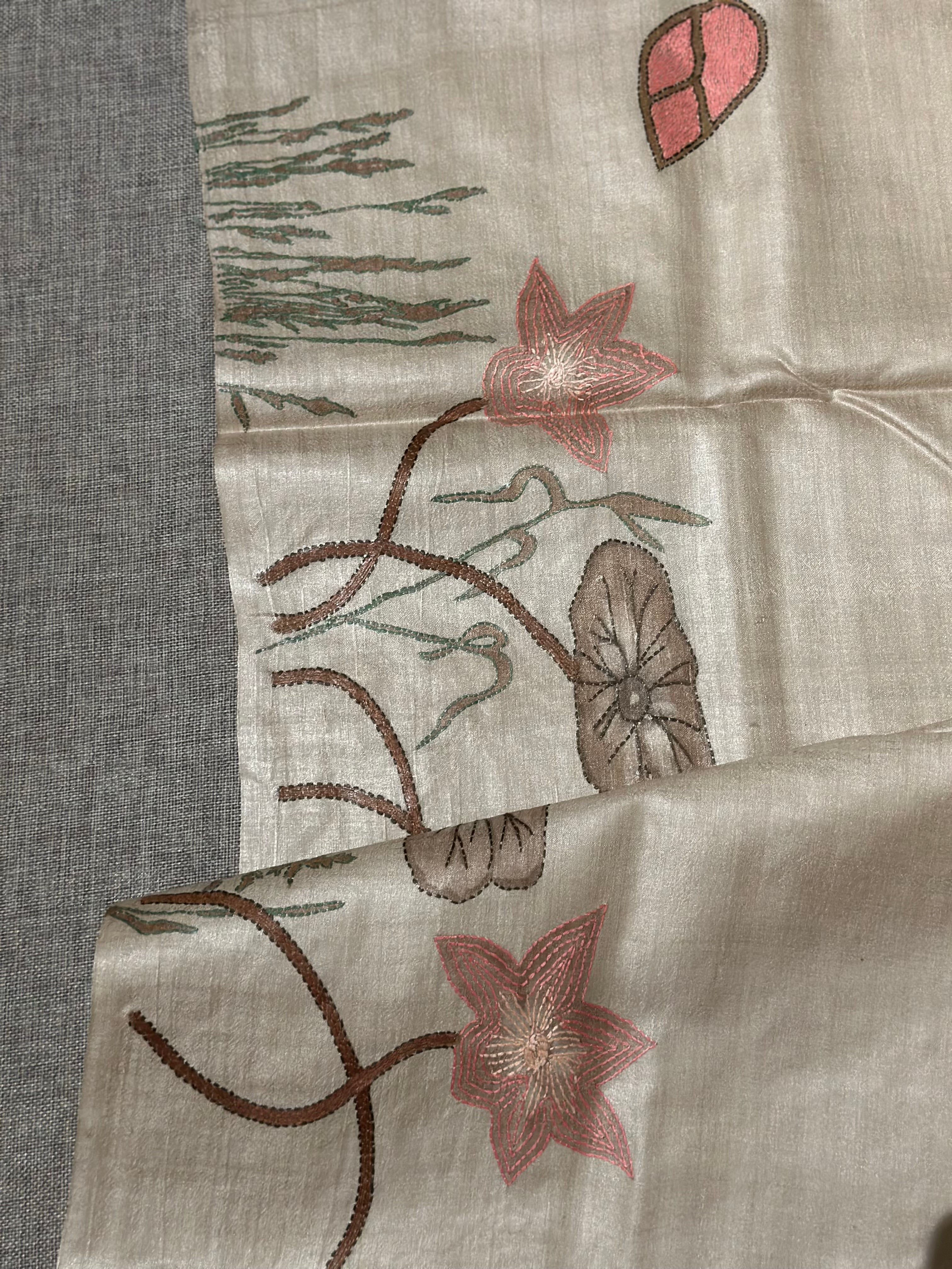 Natural Dyed Handwoven Tussar with Kantha