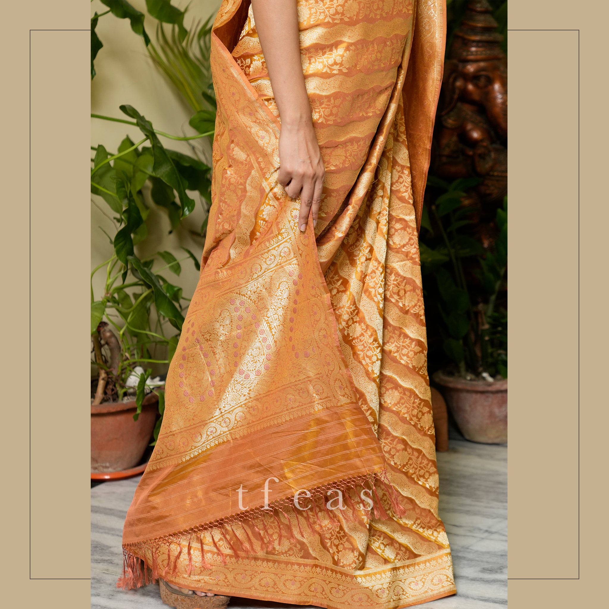 Mustard Natural Dyed Ada Khadwa Benarasi Saree