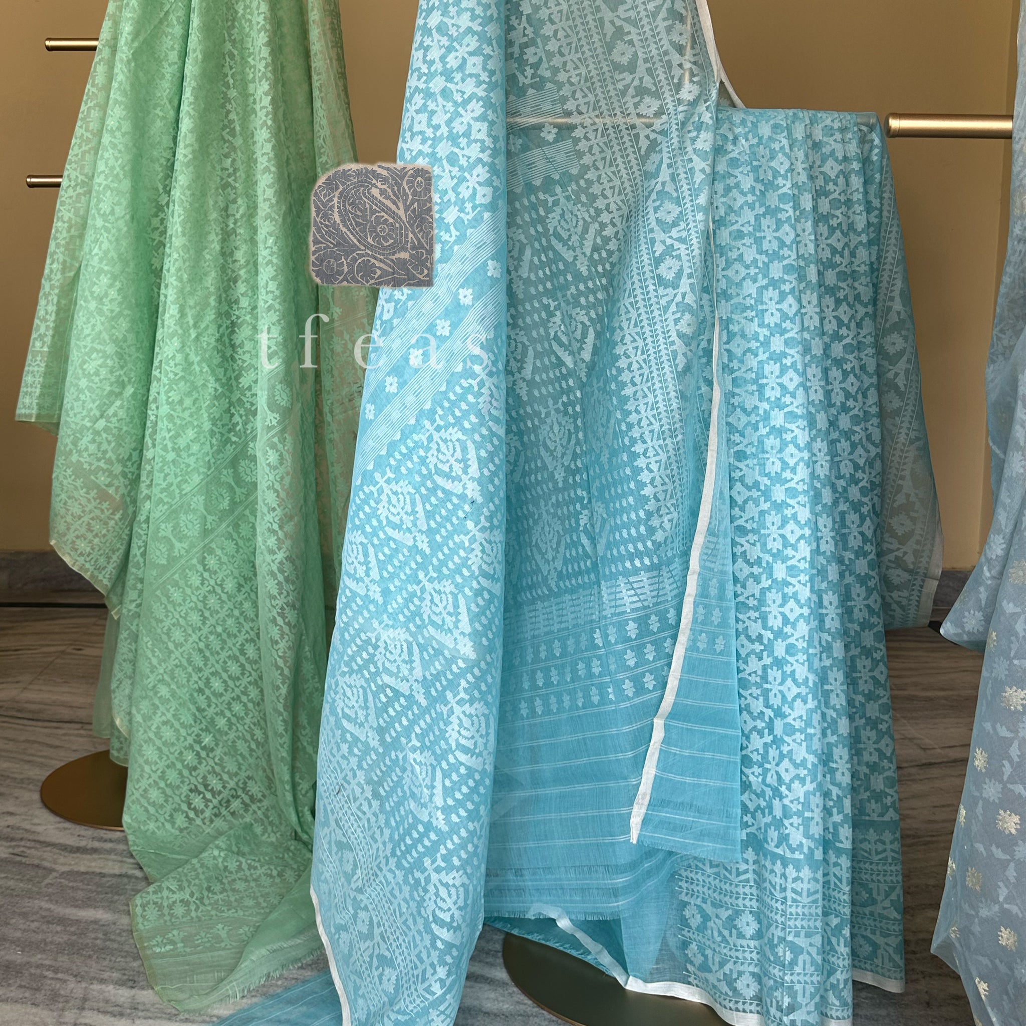 Light Blue Grand Dhakai Jamdani Saree