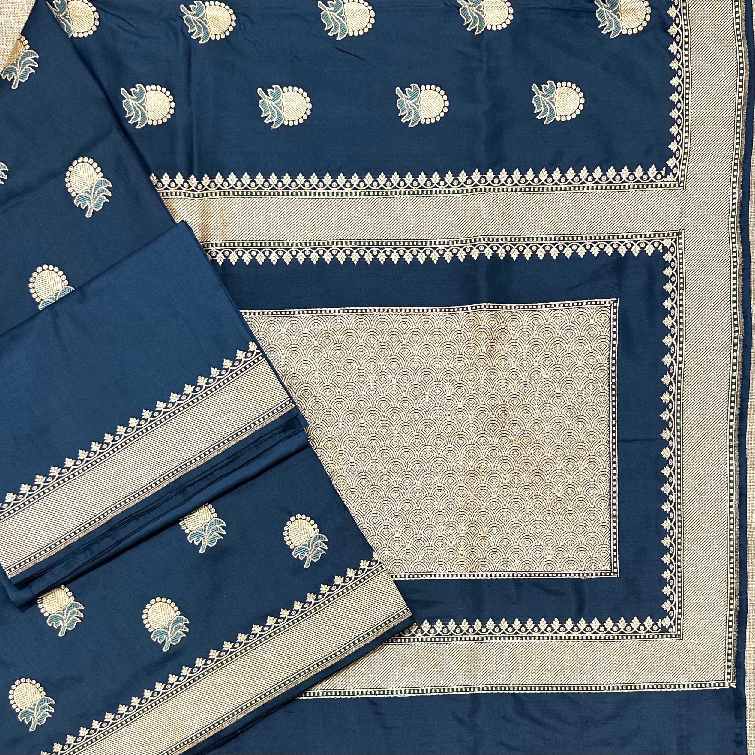 Blue Floral Buti Khadwa Benarasi