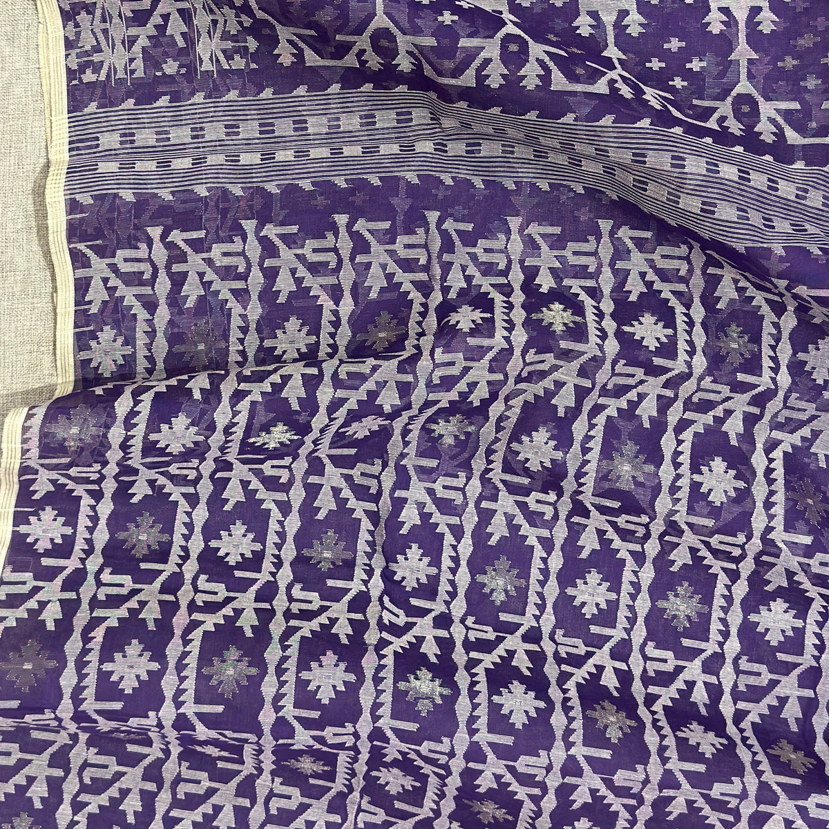 Purple Jaal Dhakai Jamdani Saree