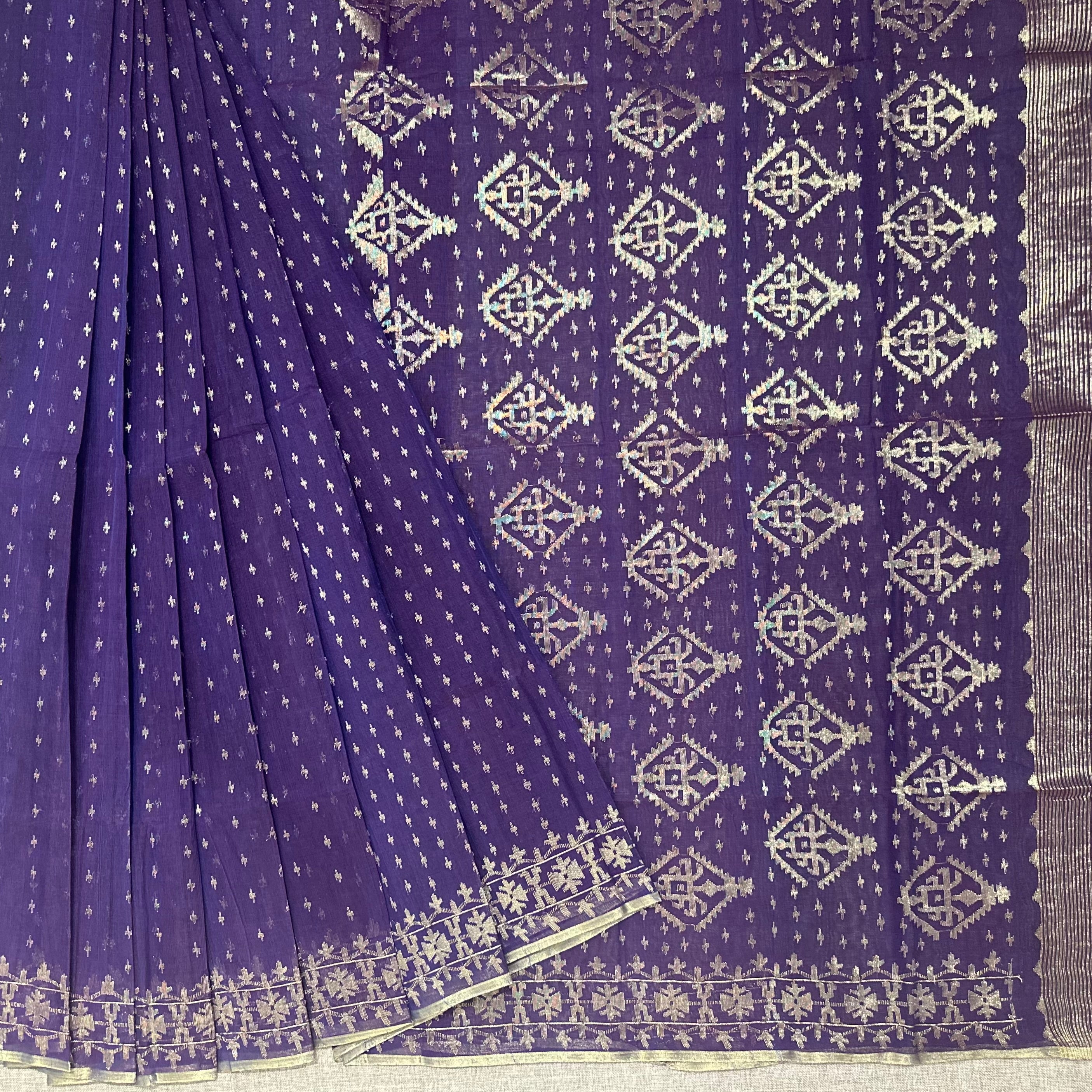 Violet Dhakai Jamdani with Zari