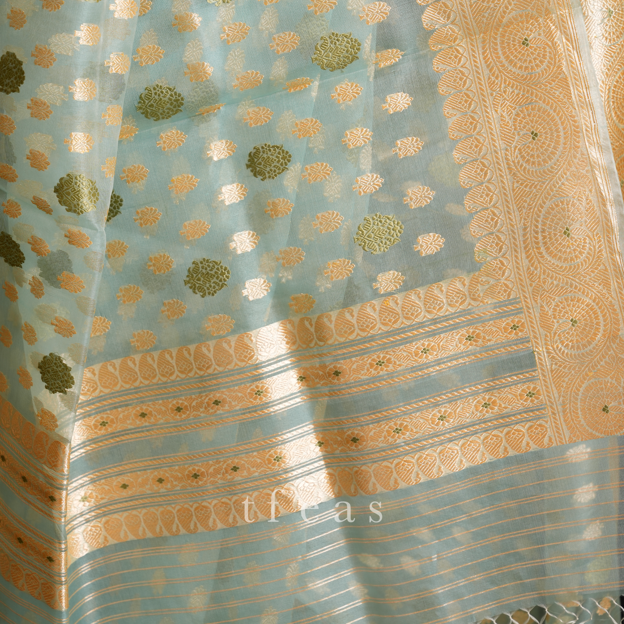 Powder Blue Kora Khadwa Benarasi